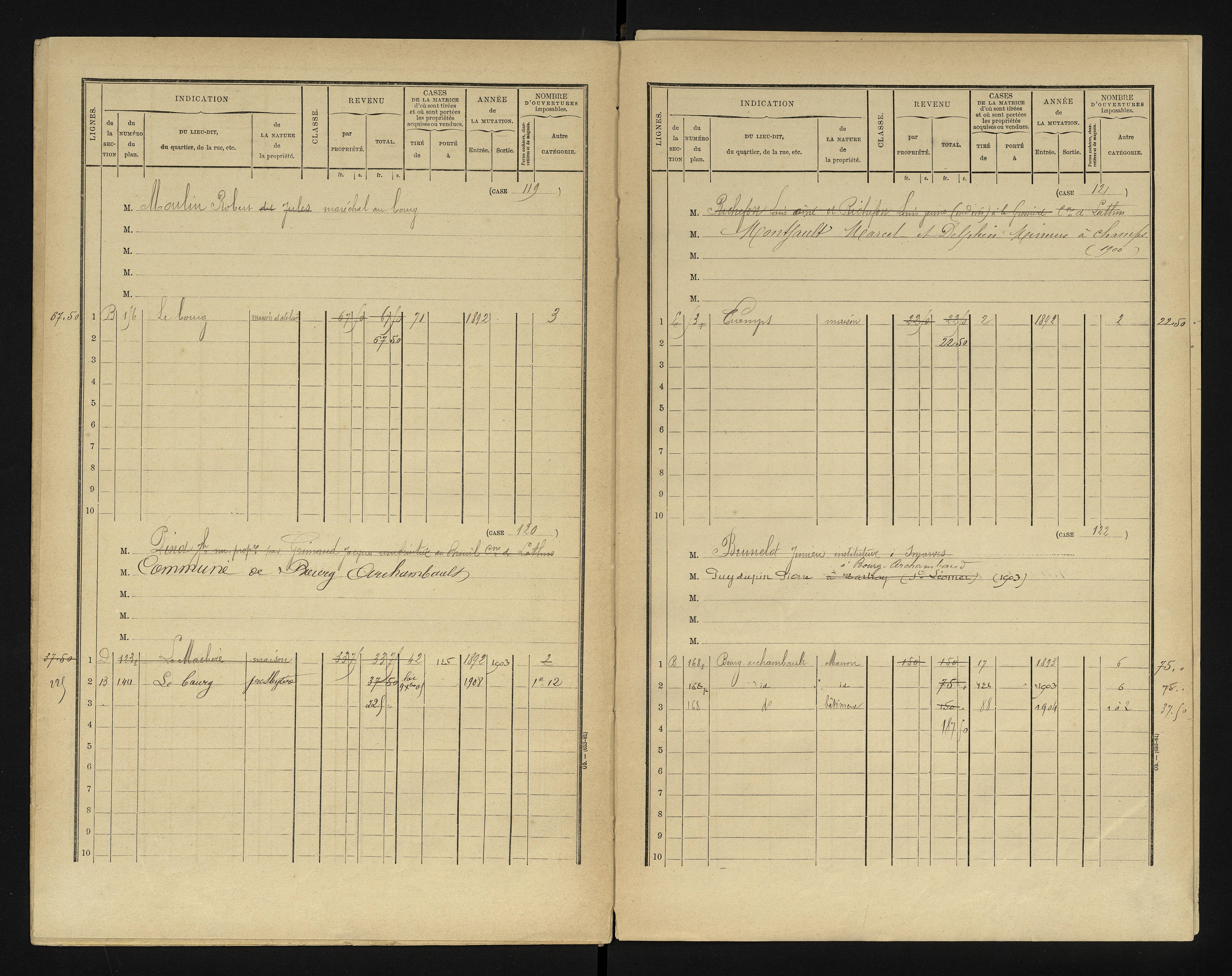 Bourg-Archambault - FRAD086_cadastre Cases 1-144 