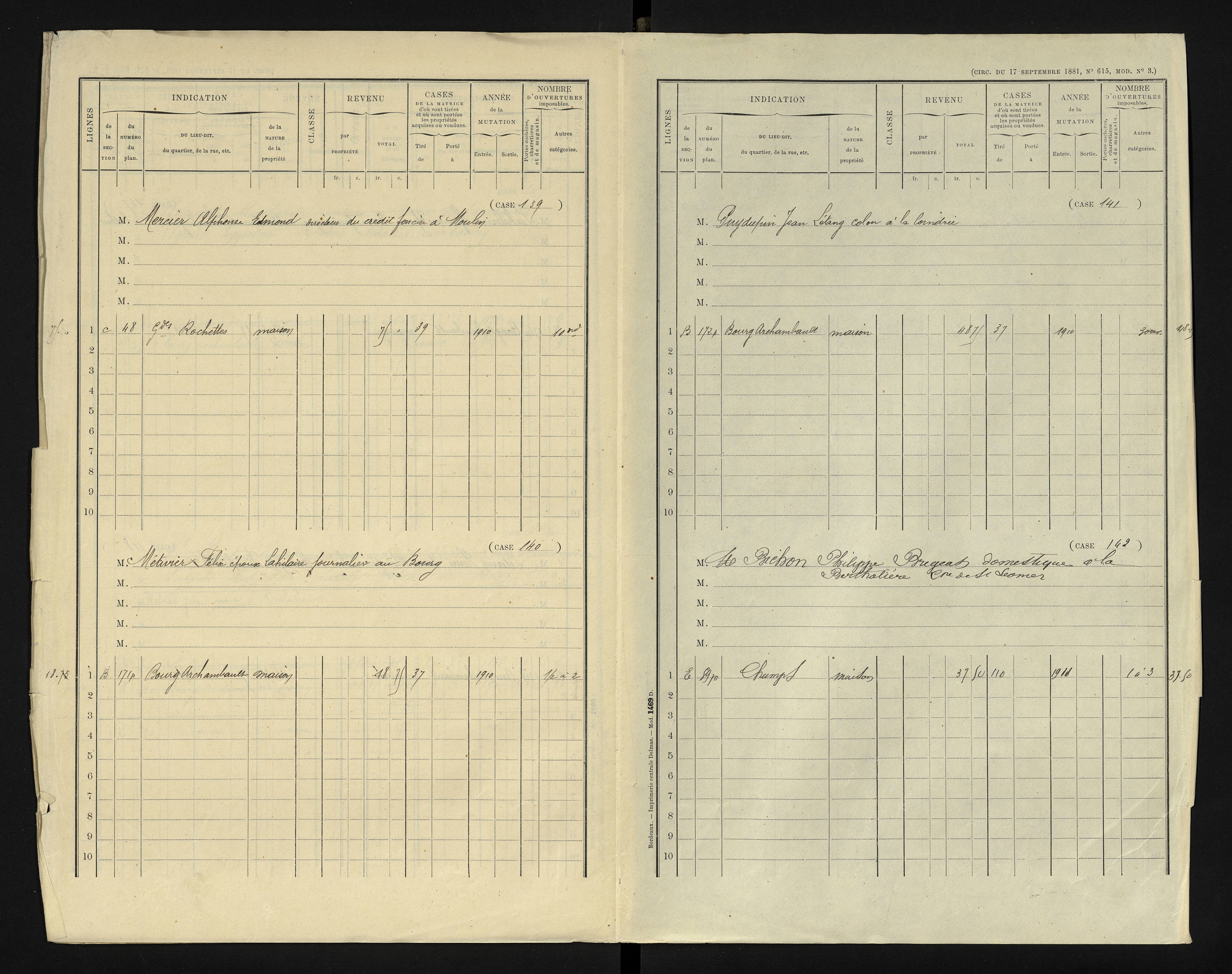 Bourg-Archambault - FRAD086_cadastre Cases 1-144 