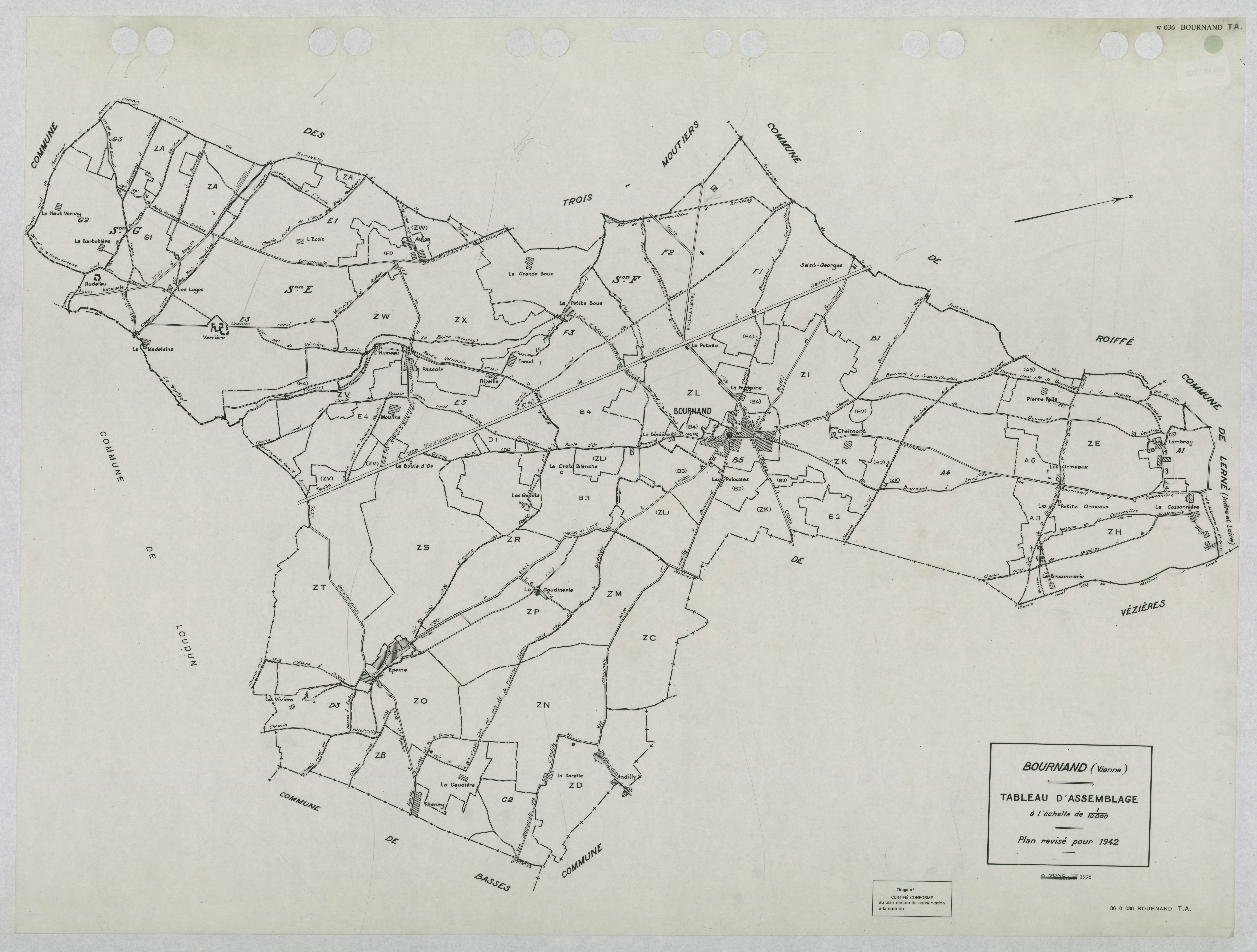 Bournand - FRAD086_cadastre Tableau d'assemblage (1 feuille) 