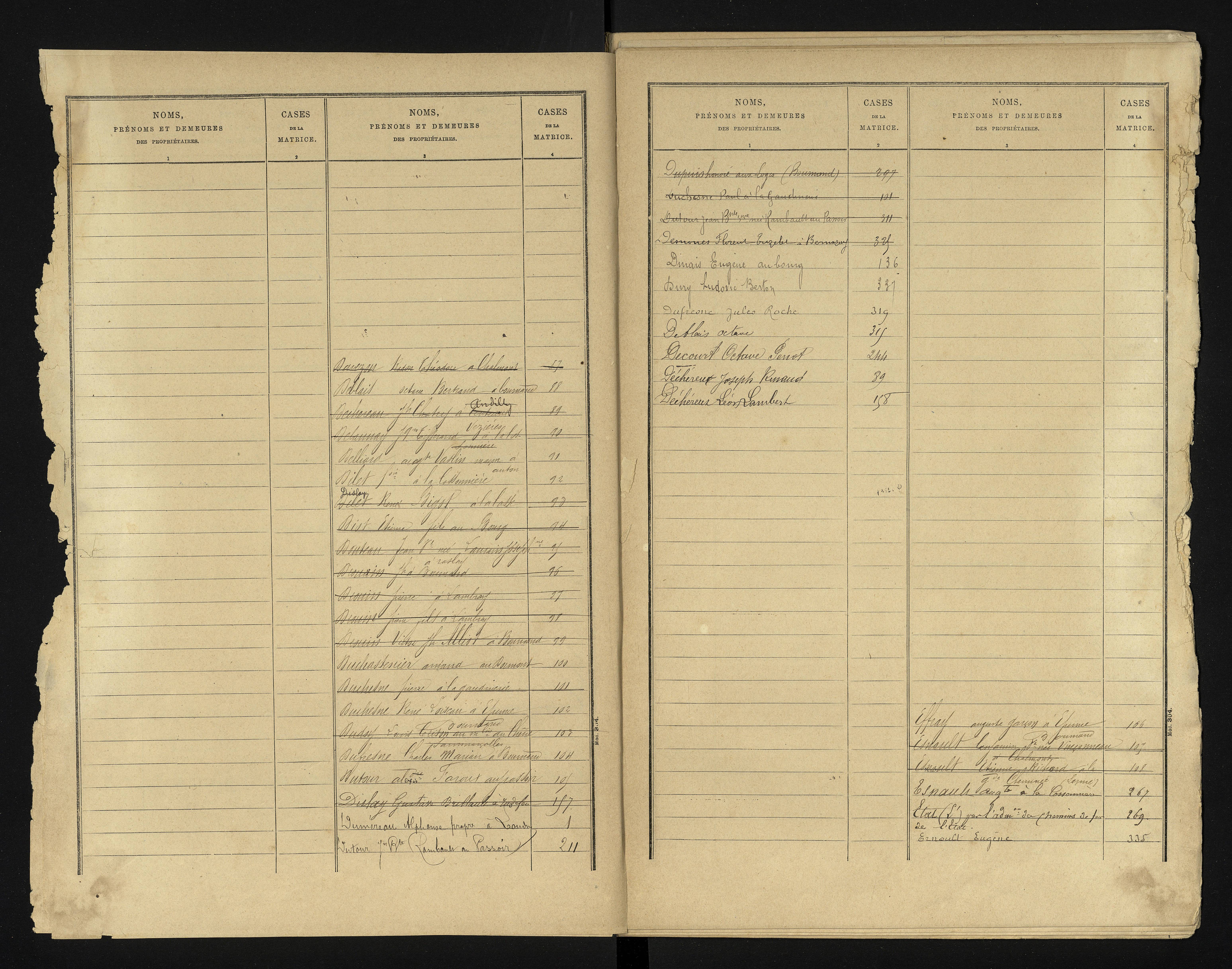 Bournand - FRAD086_cadastre Cases 1-344 