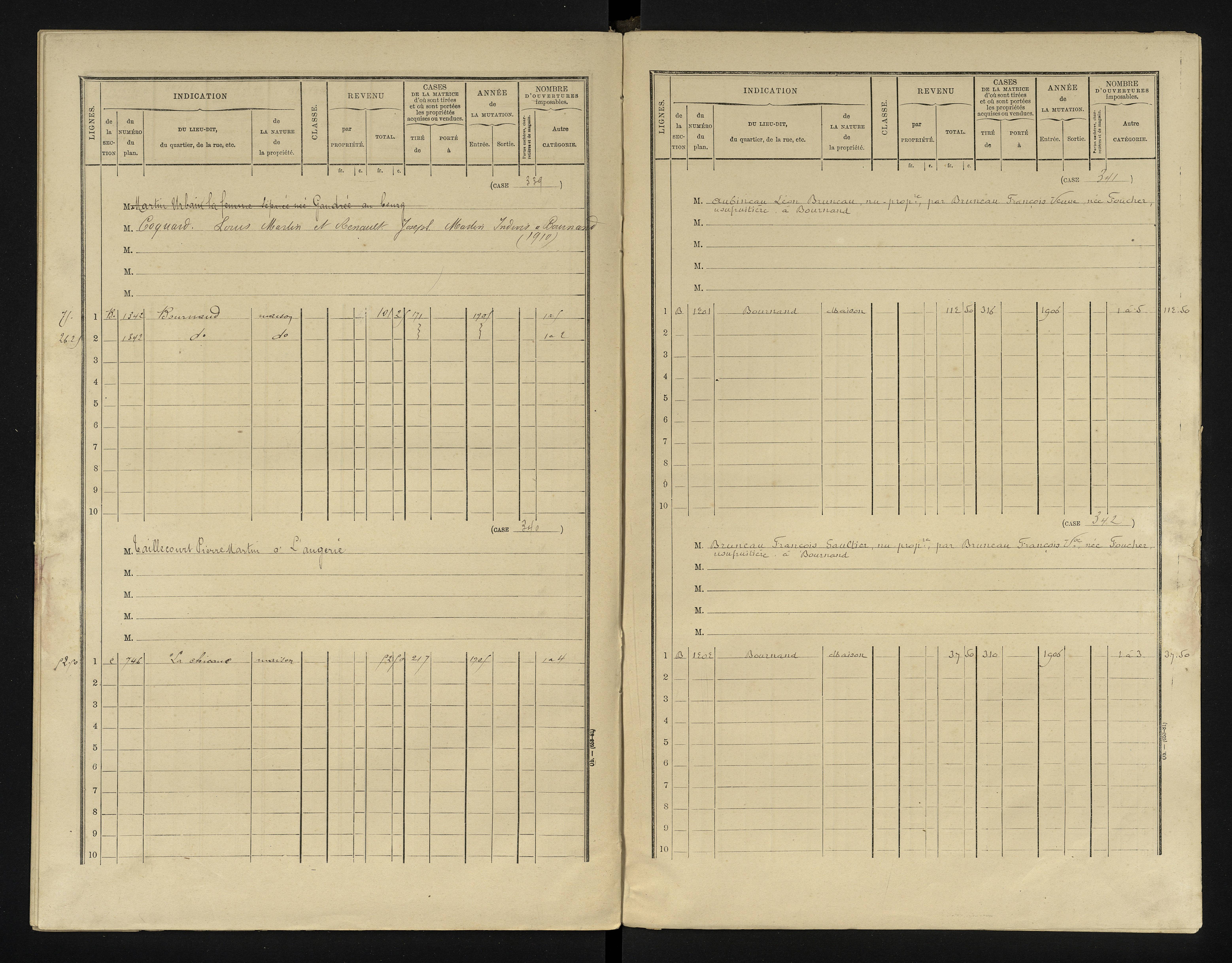 Bournand - FRAD086_cadastre Cases 1-344 