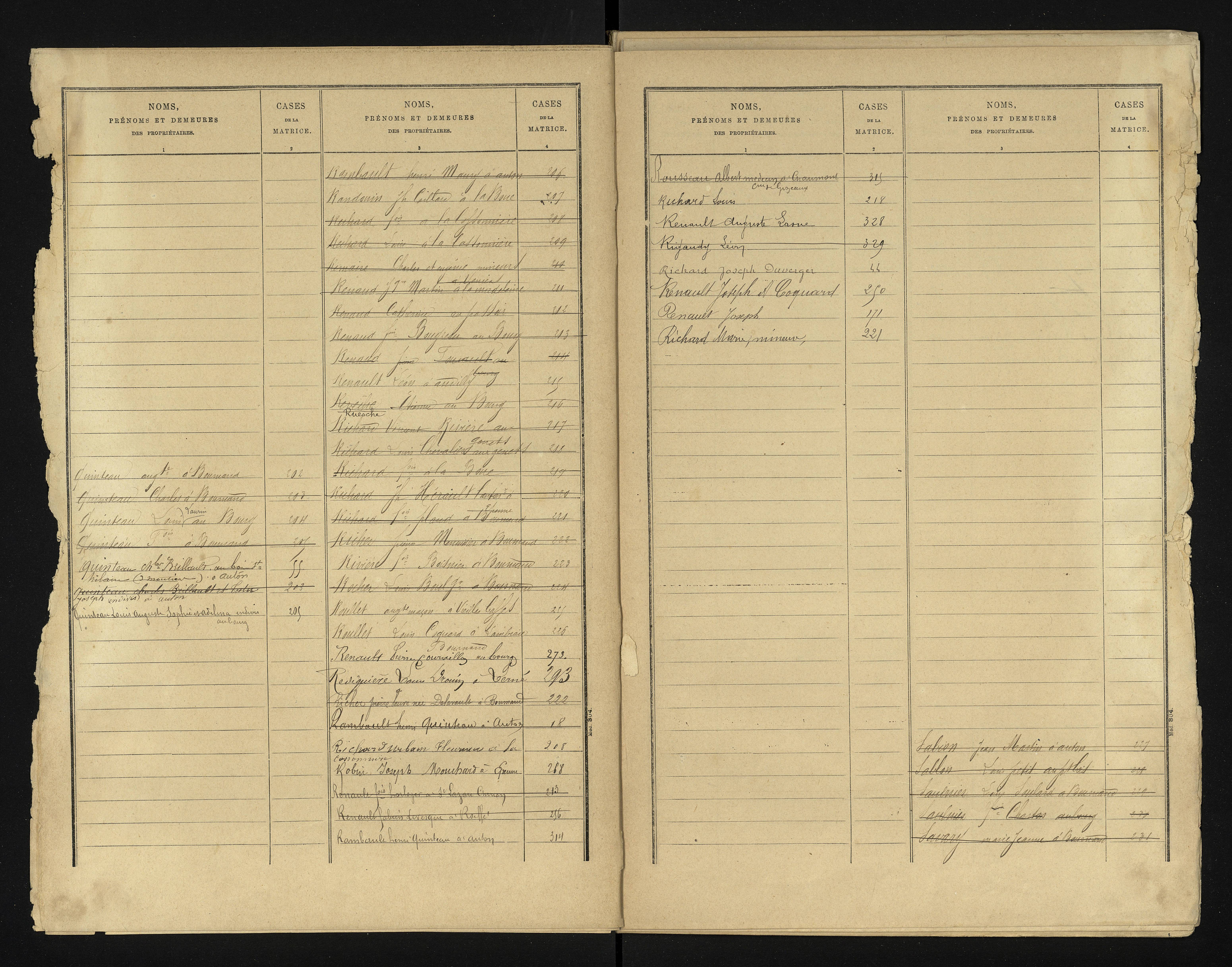 Bournand - FRAD086_cadastre Cases 1-344 