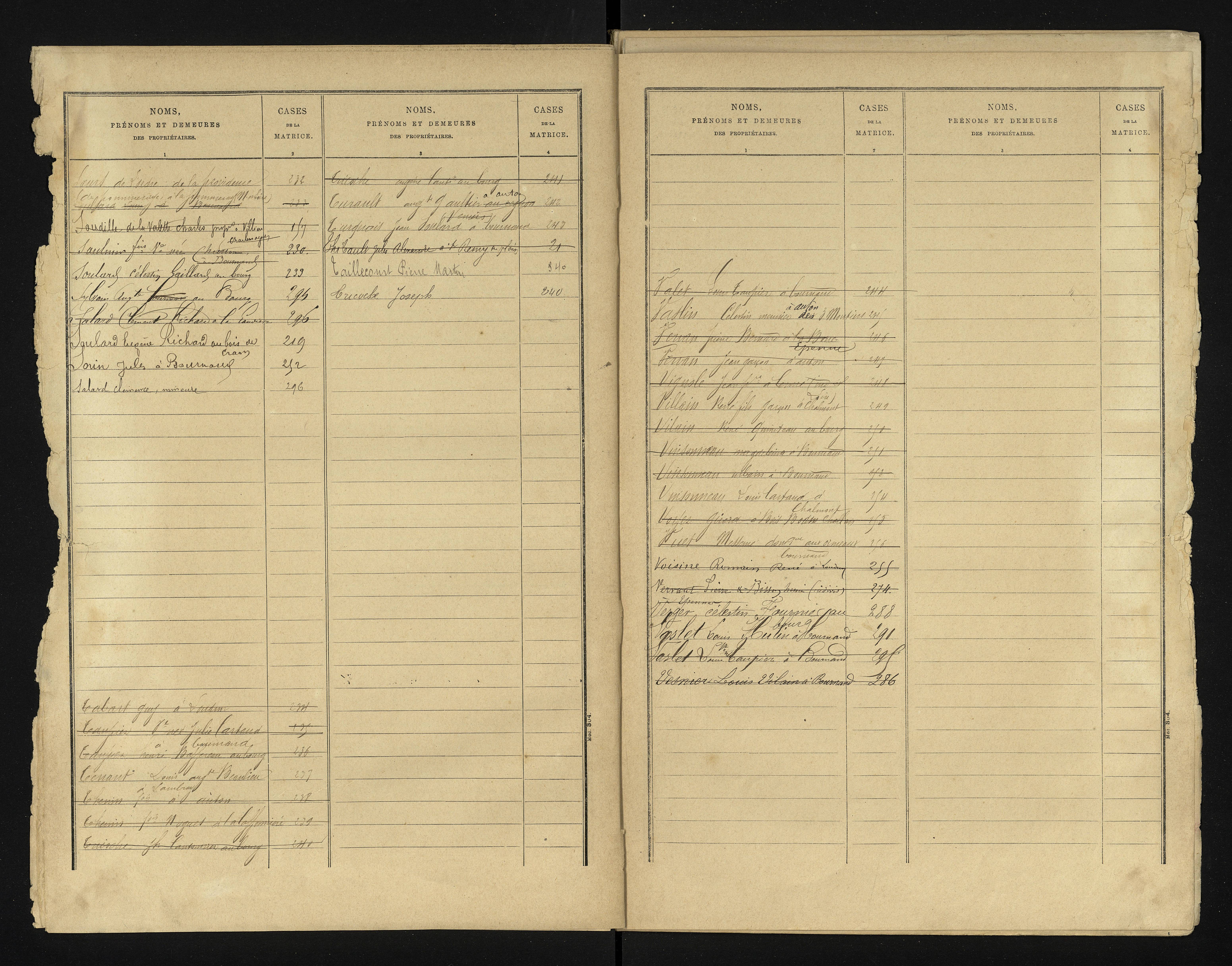 Bournand - FRAD086_cadastre Cases 1-344 