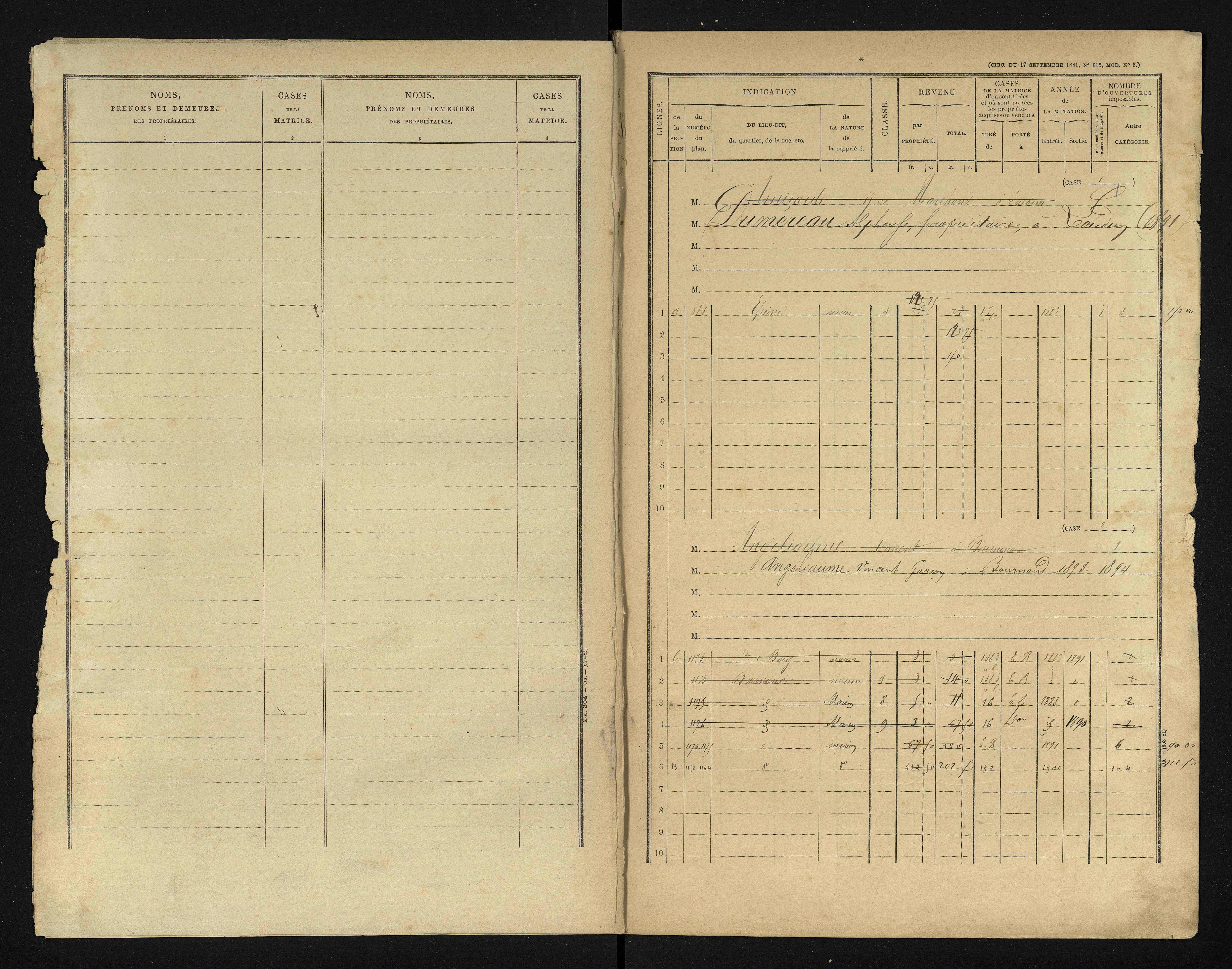 Bournand - FRAD086_cadastre Cases 1-344 