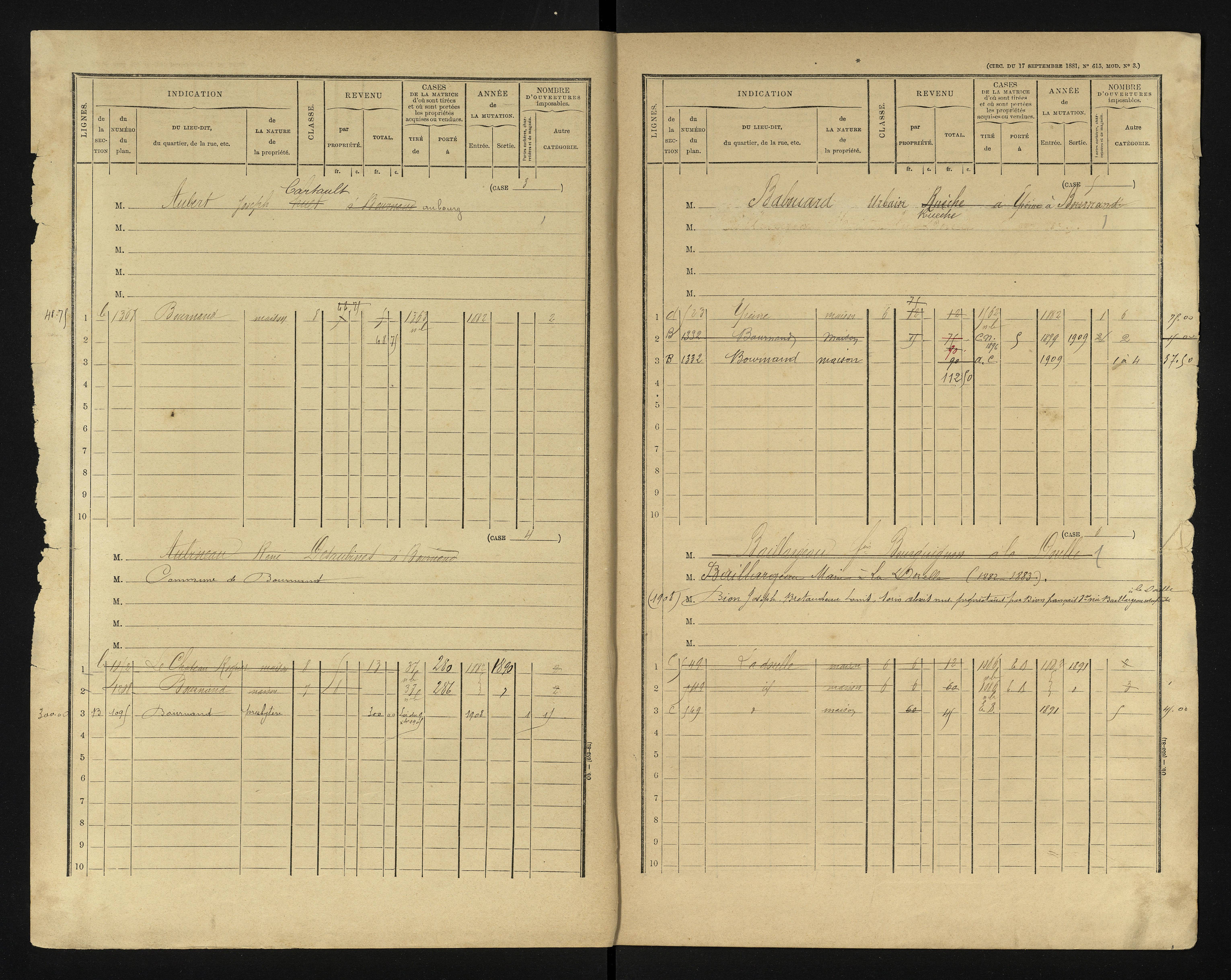 Bournand - FRAD086_cadastre Cases 1-344 