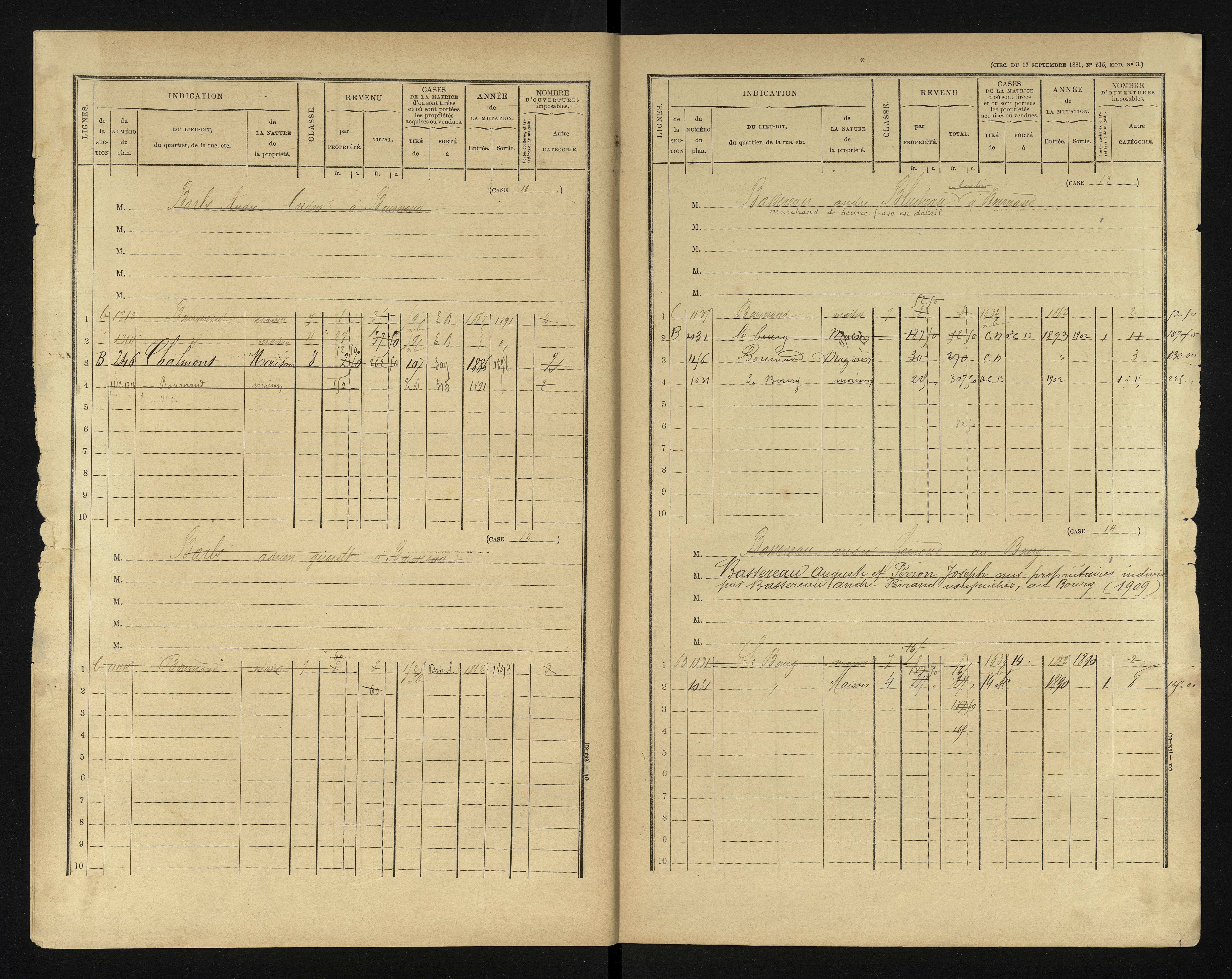 Bournand - FRAD086_cadastre Cases 1-344 
