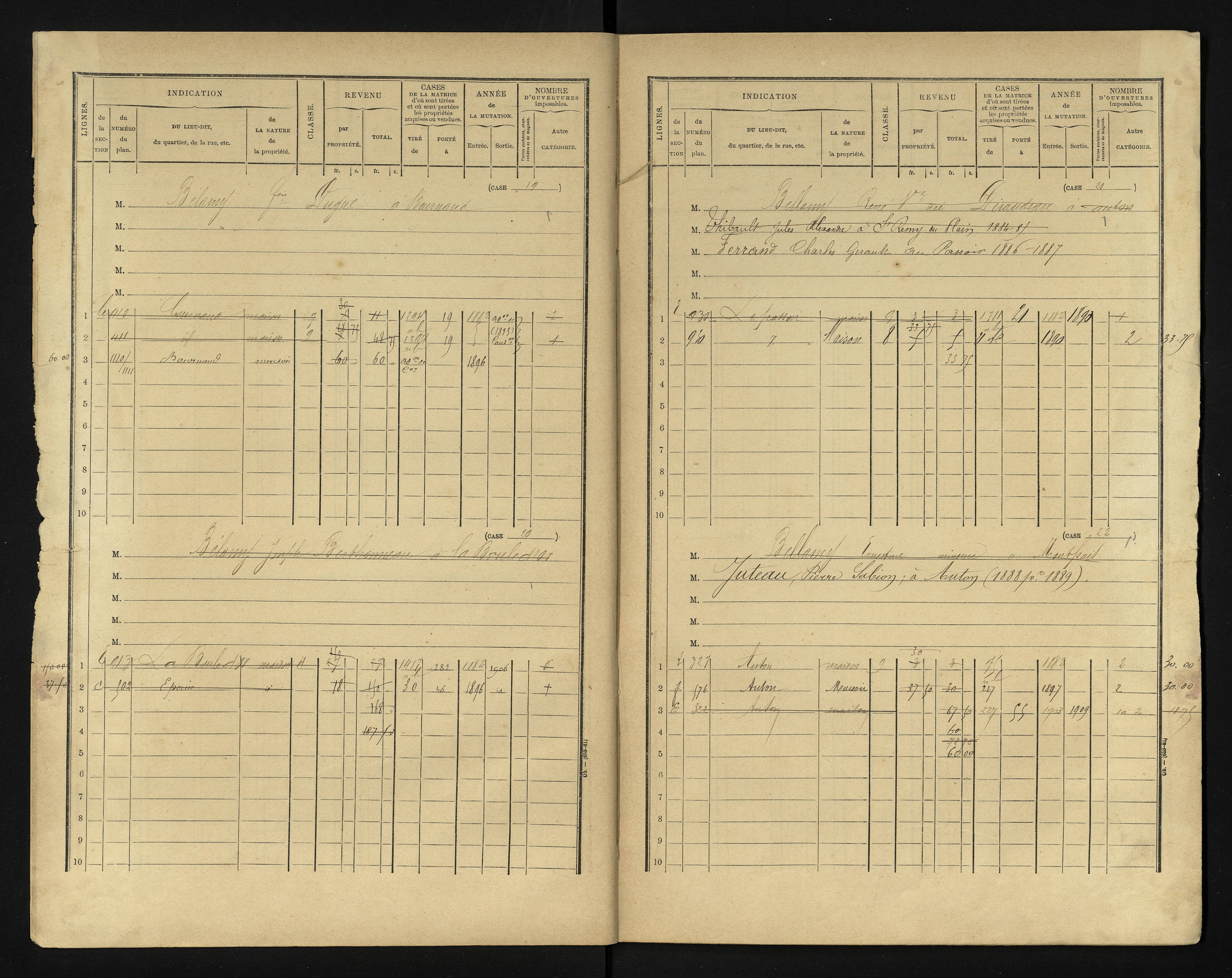 Bournand - FRAD086_cadastre Cases 1-344 