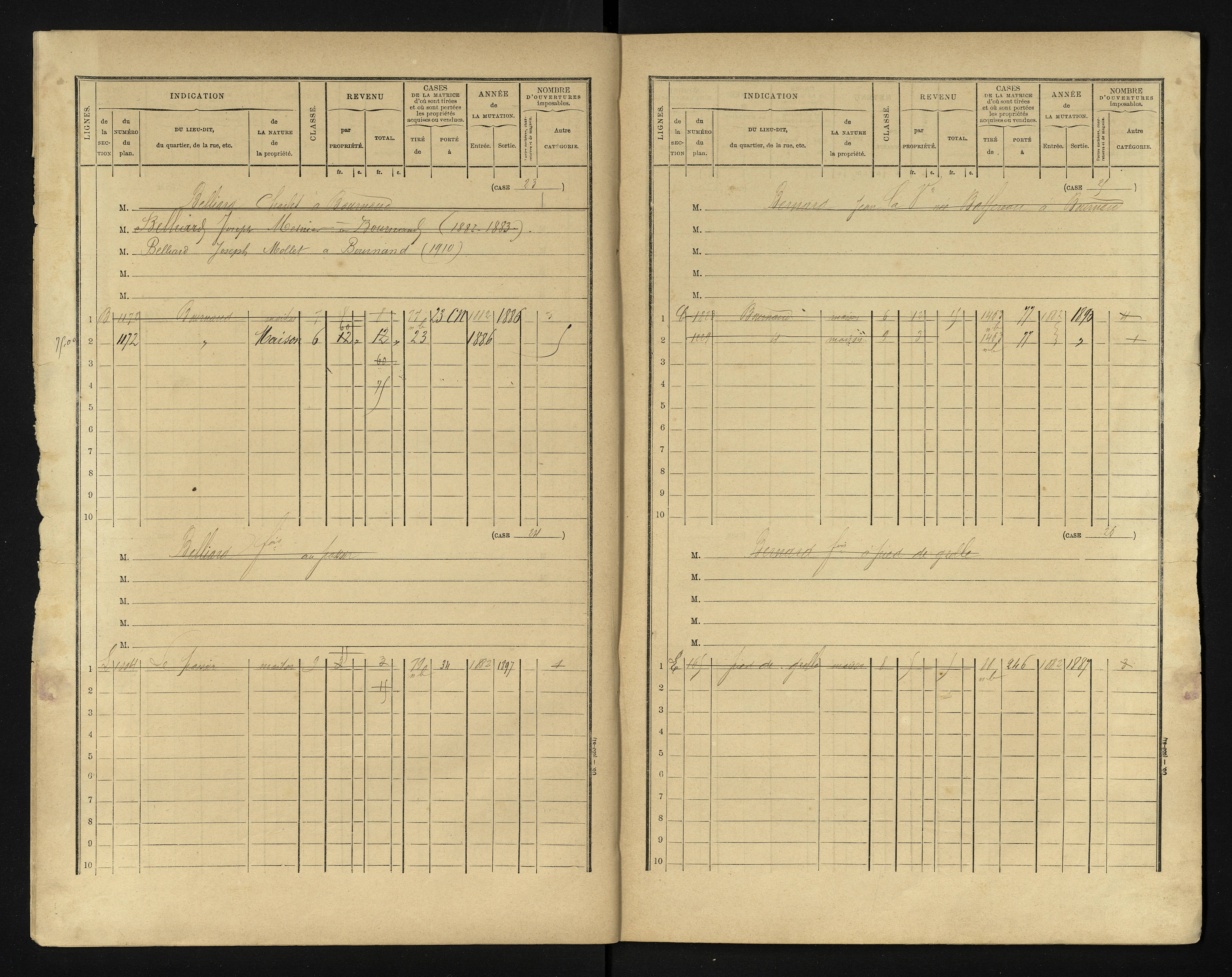 Bournand - FRAD086_cadastre Cases 1-344 