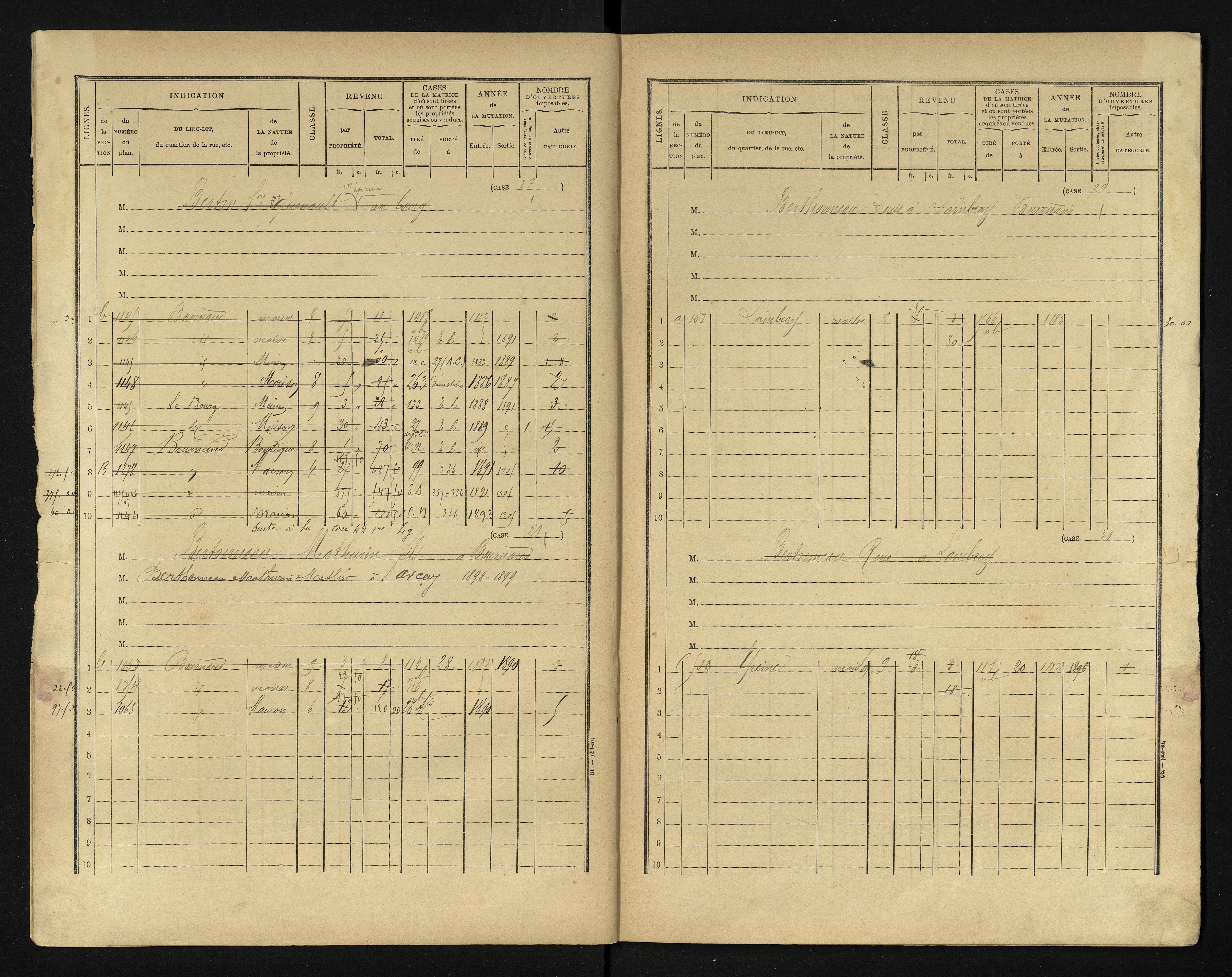 Bournand - FRAD086_cadastre Cases 1-344 