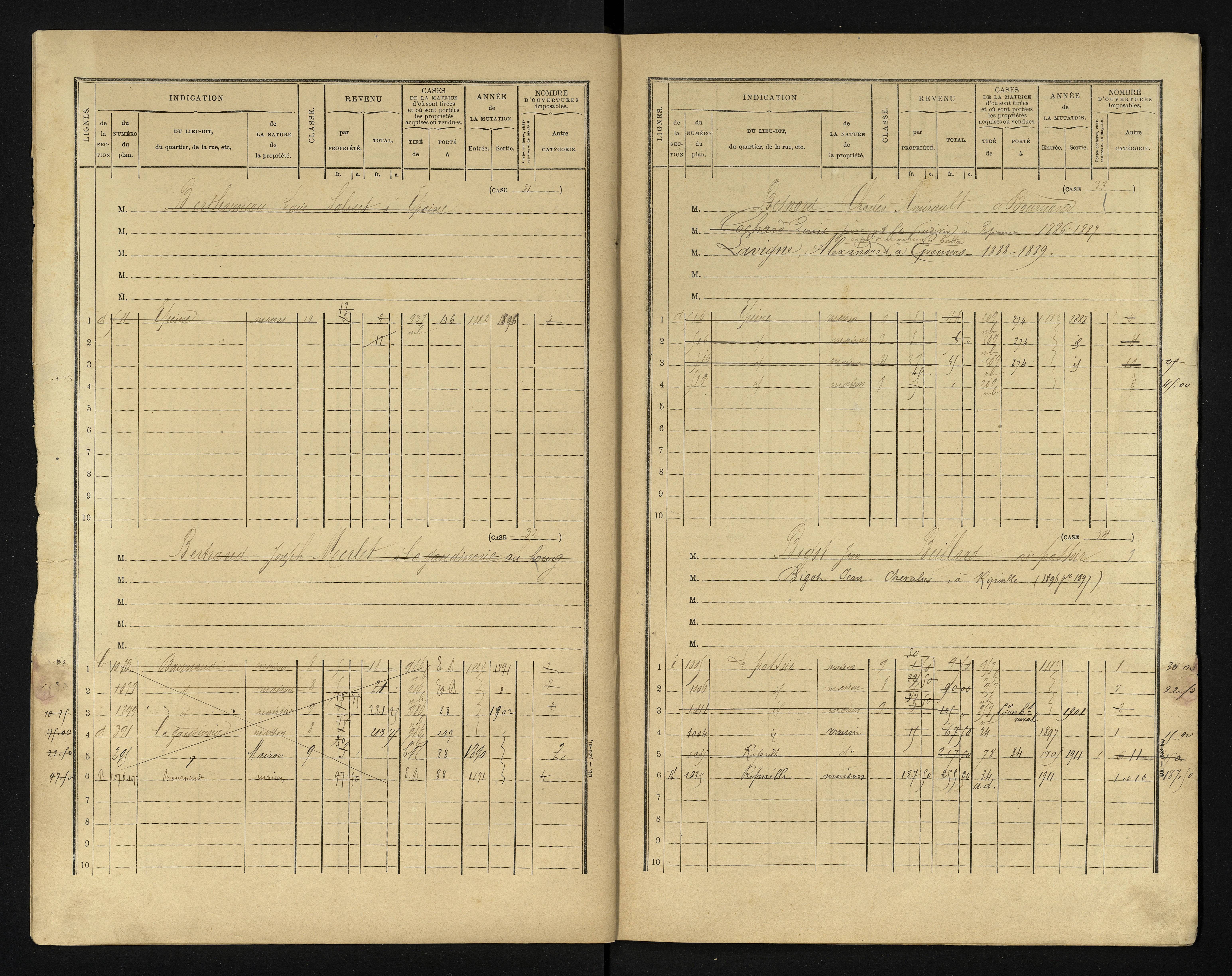 Bournand - FRAD086_cadastre Cases 1-344 