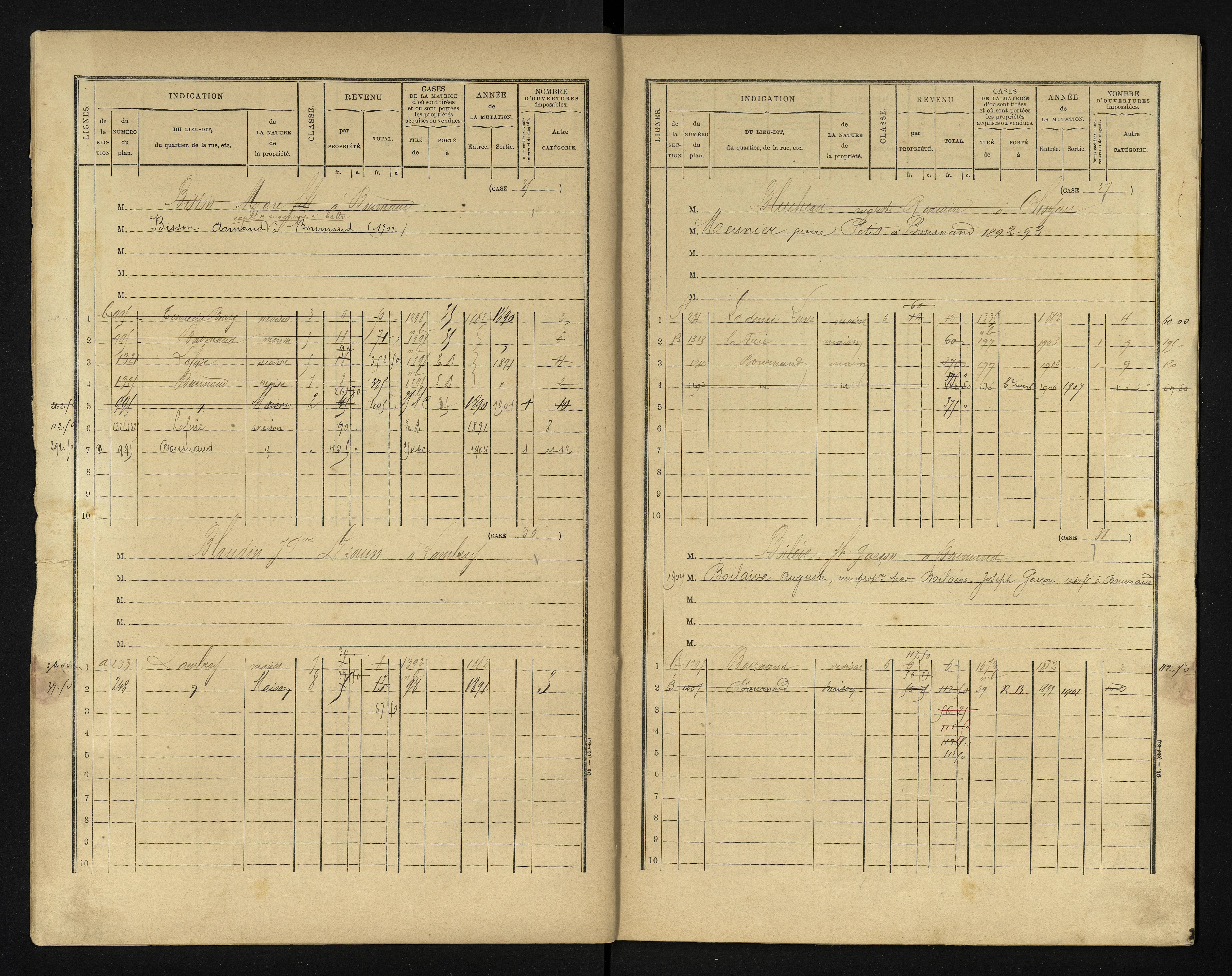 Bournand - FRAD086_cadastre Cases 1-344 