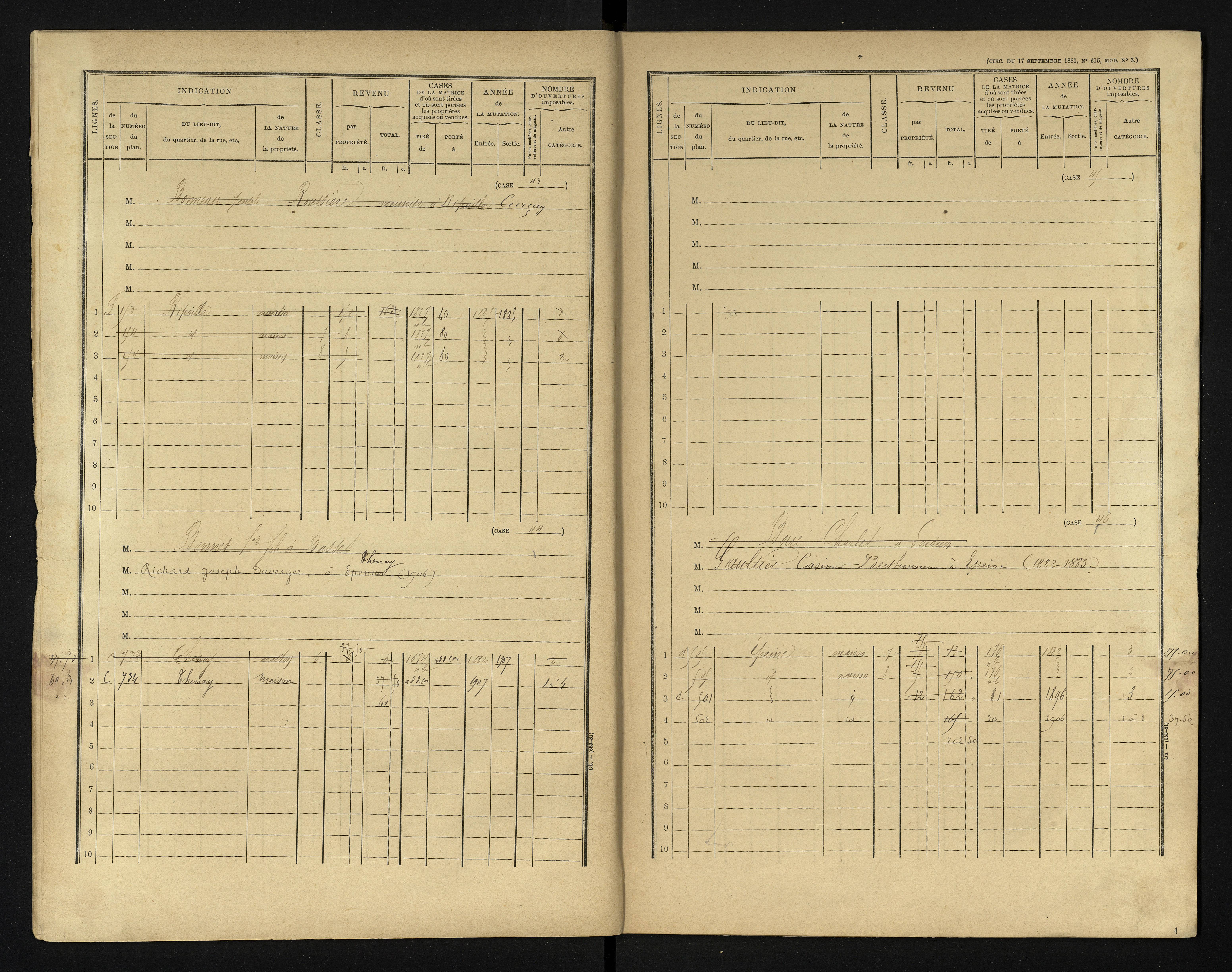Bournand - FRAD086_cadastre Cases 1-344 