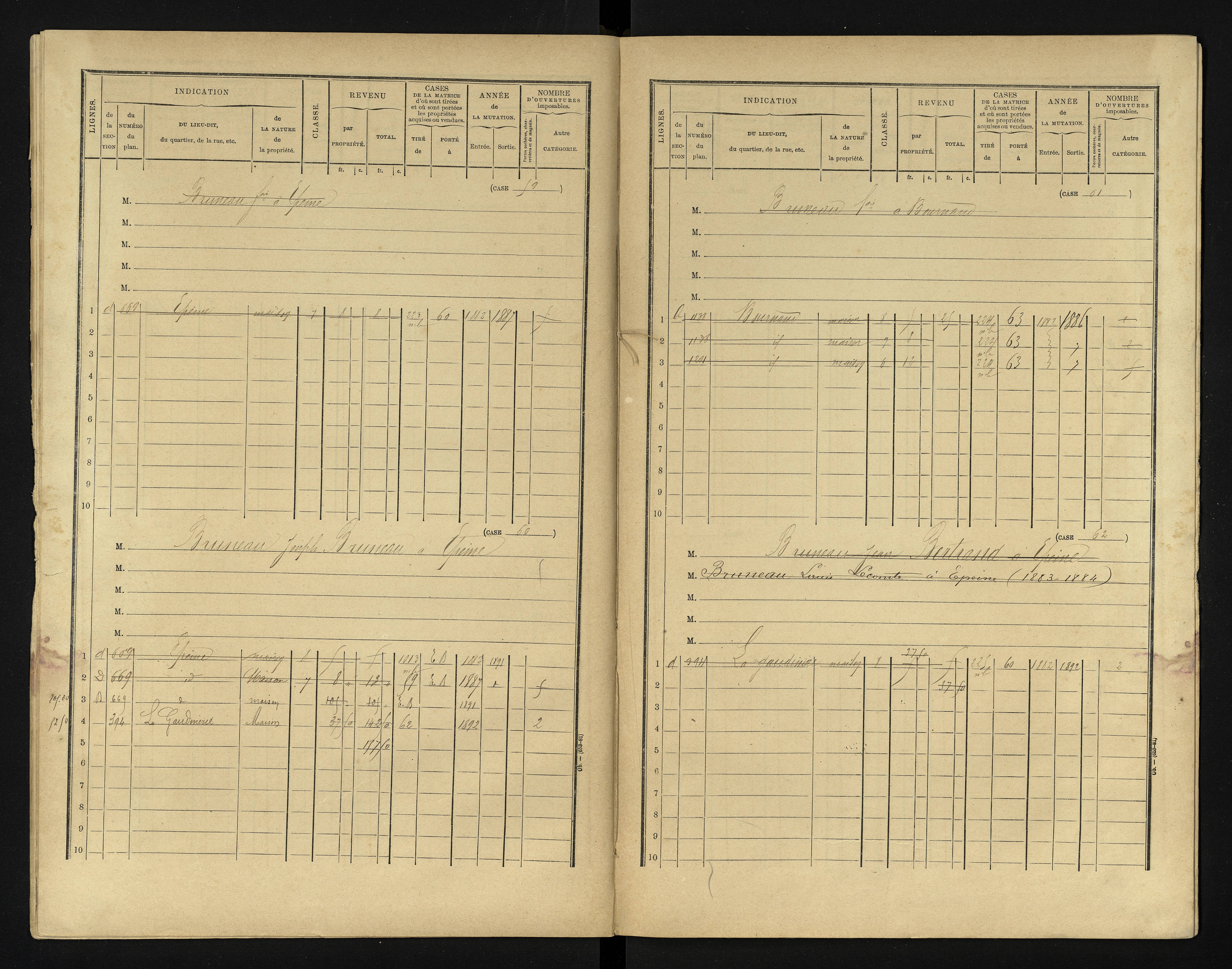 Bournand - FRAD086_cadastre Cases 1-344 