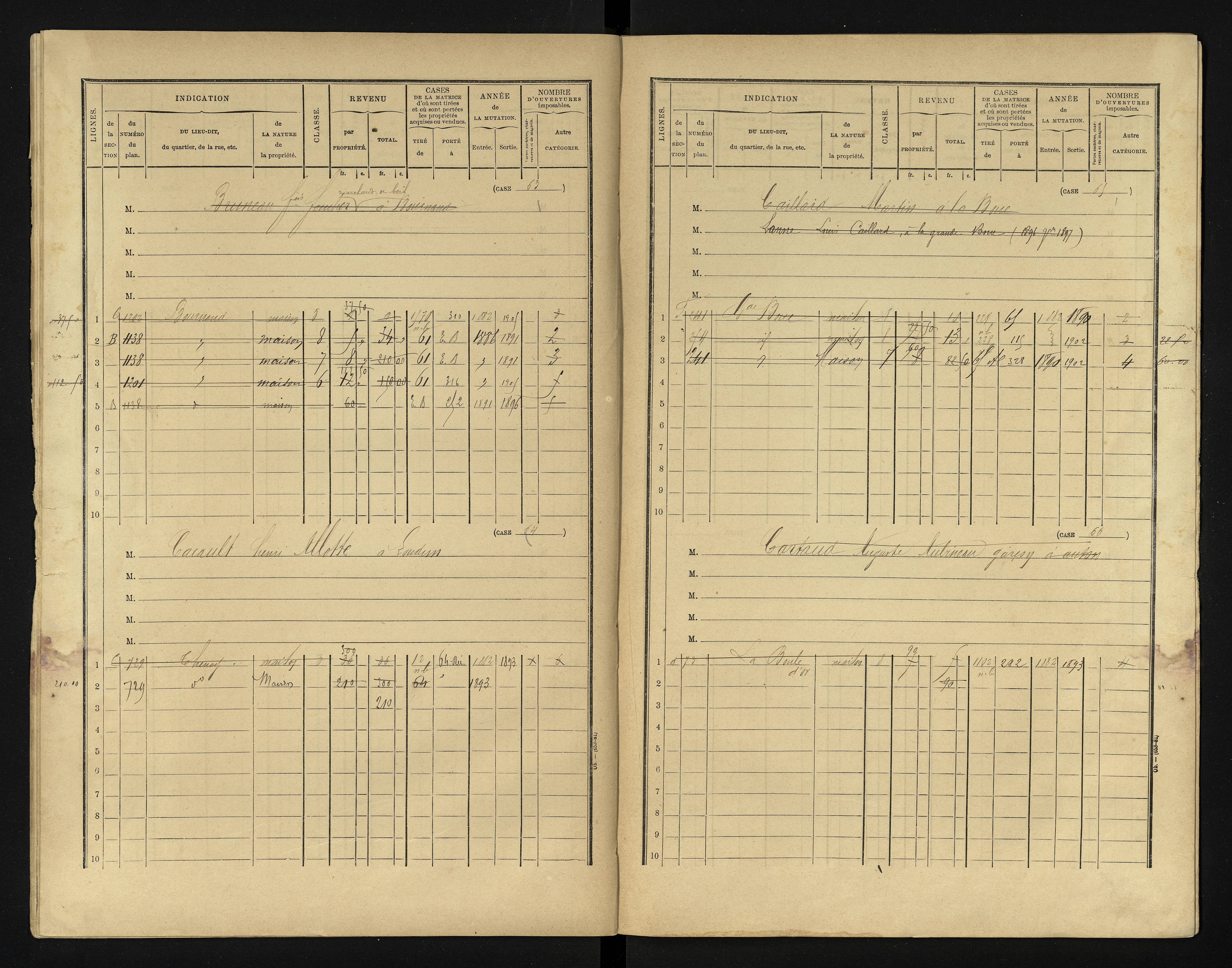 Bournand - FRAD086_cadastre Cases 1-344 