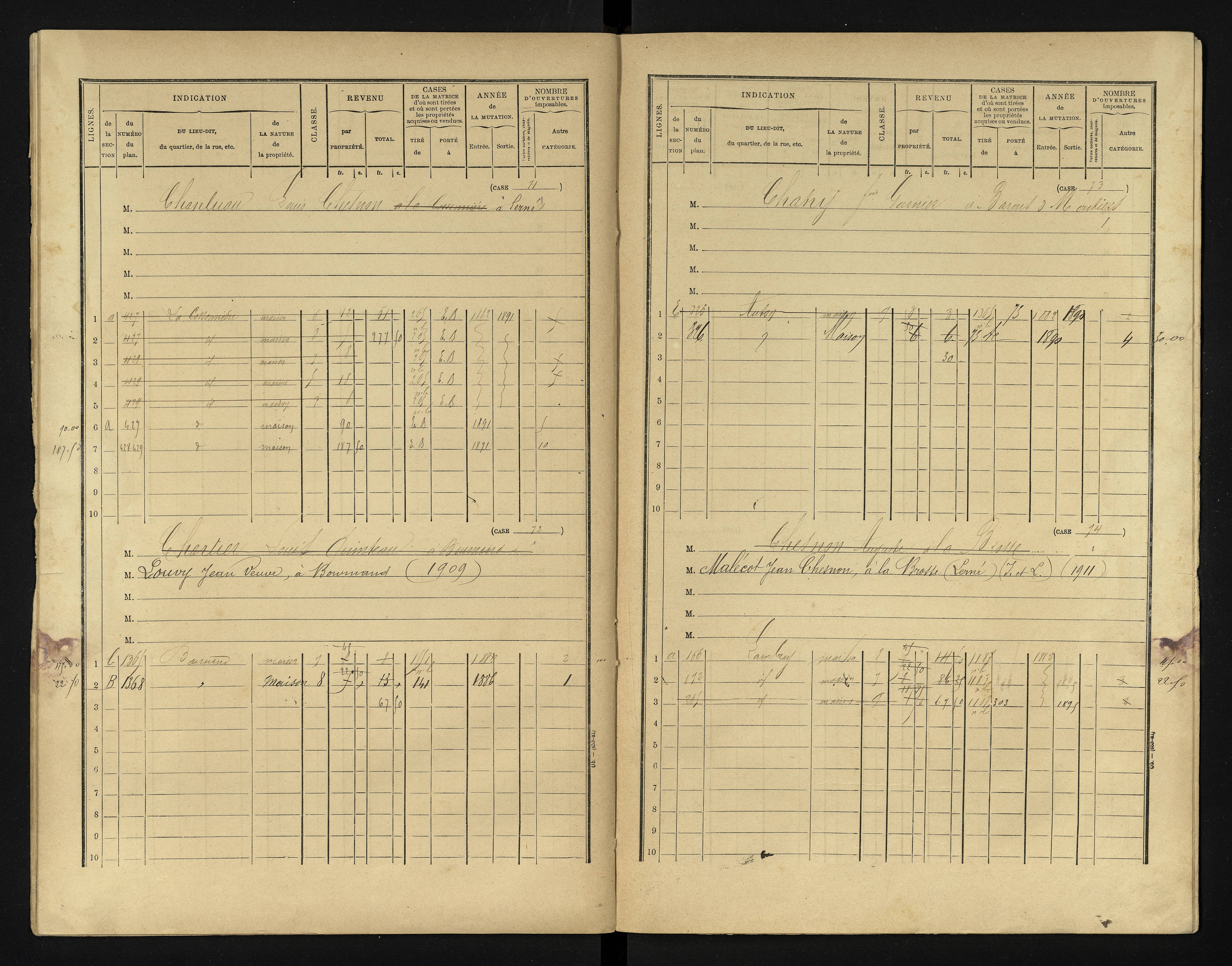 Bournand - FRAD086_cadastre Cases 1-344 