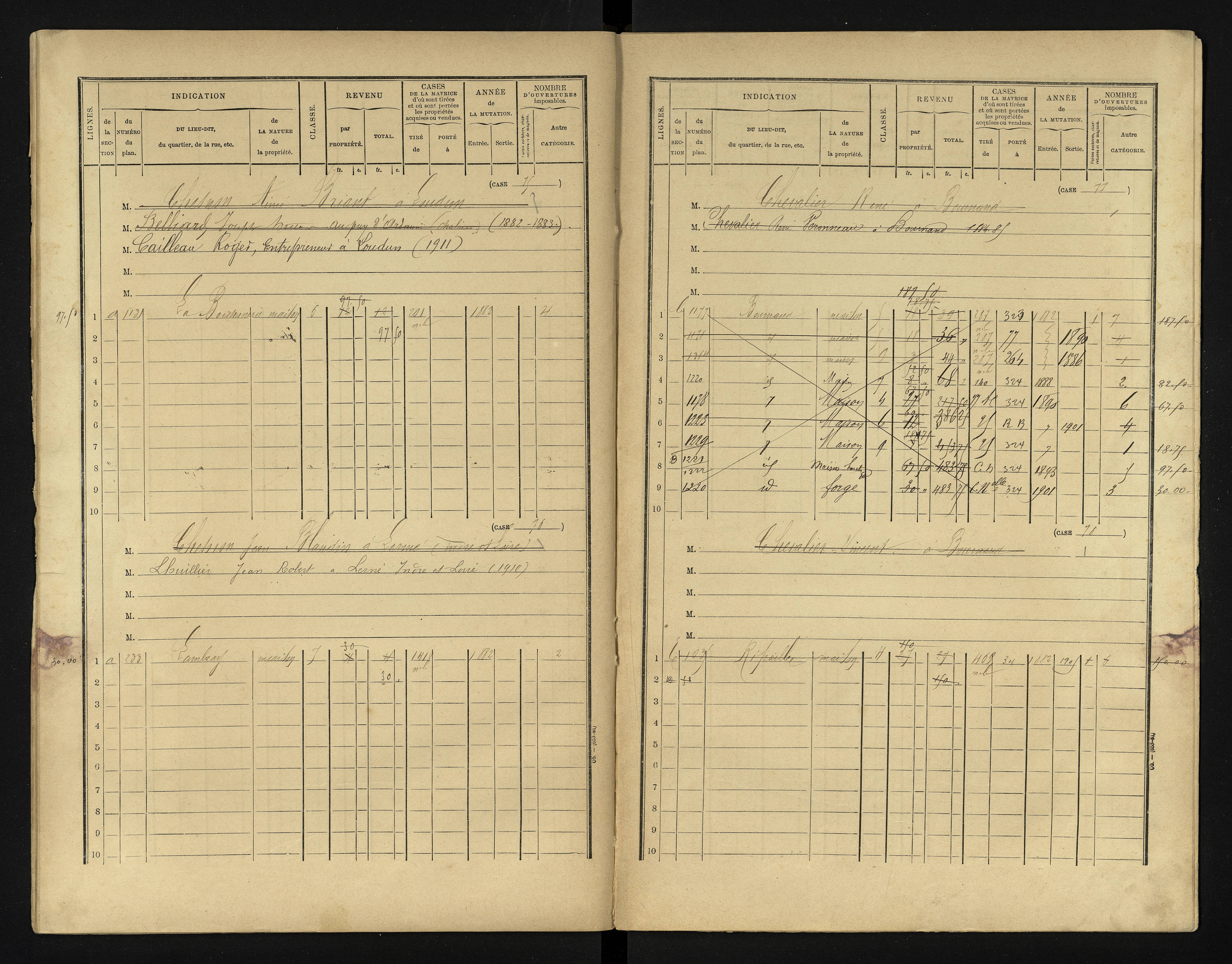 Bournand - FRAD086_cadastre Cases 1-344 