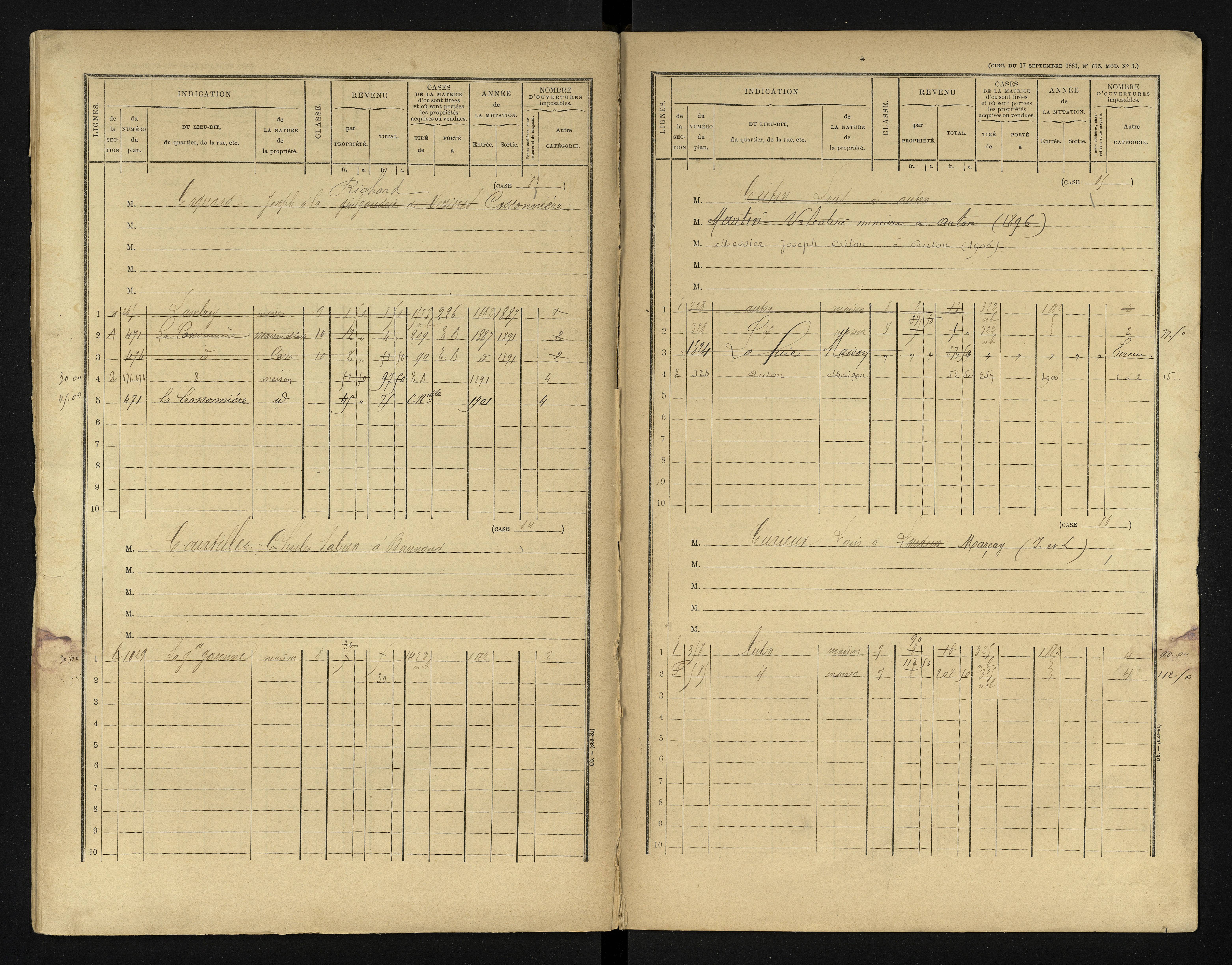 Bournand - FRAD086_cadastre Cases 1-344 