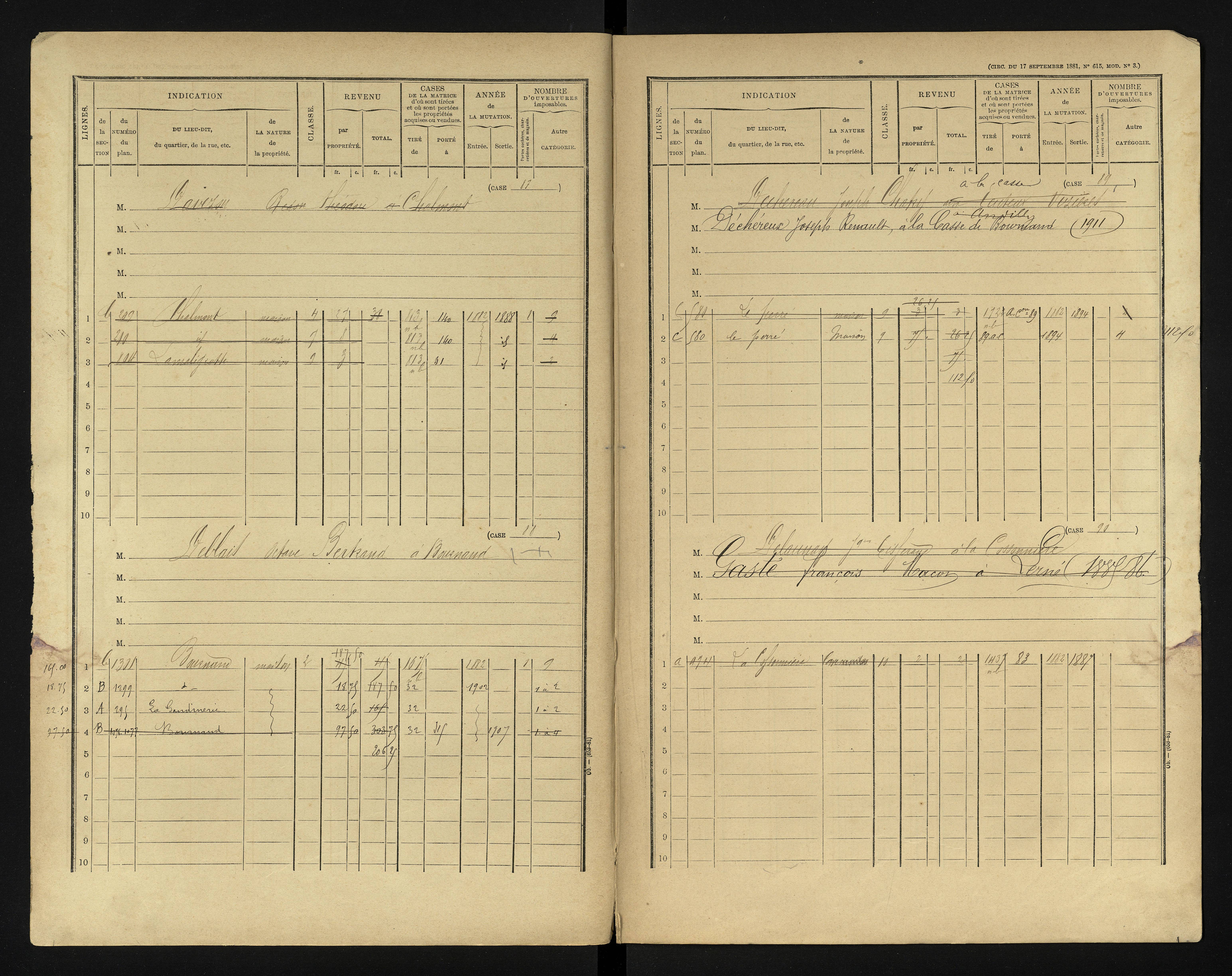 Bournand - FRAD086_cadastre Cases 1-344 