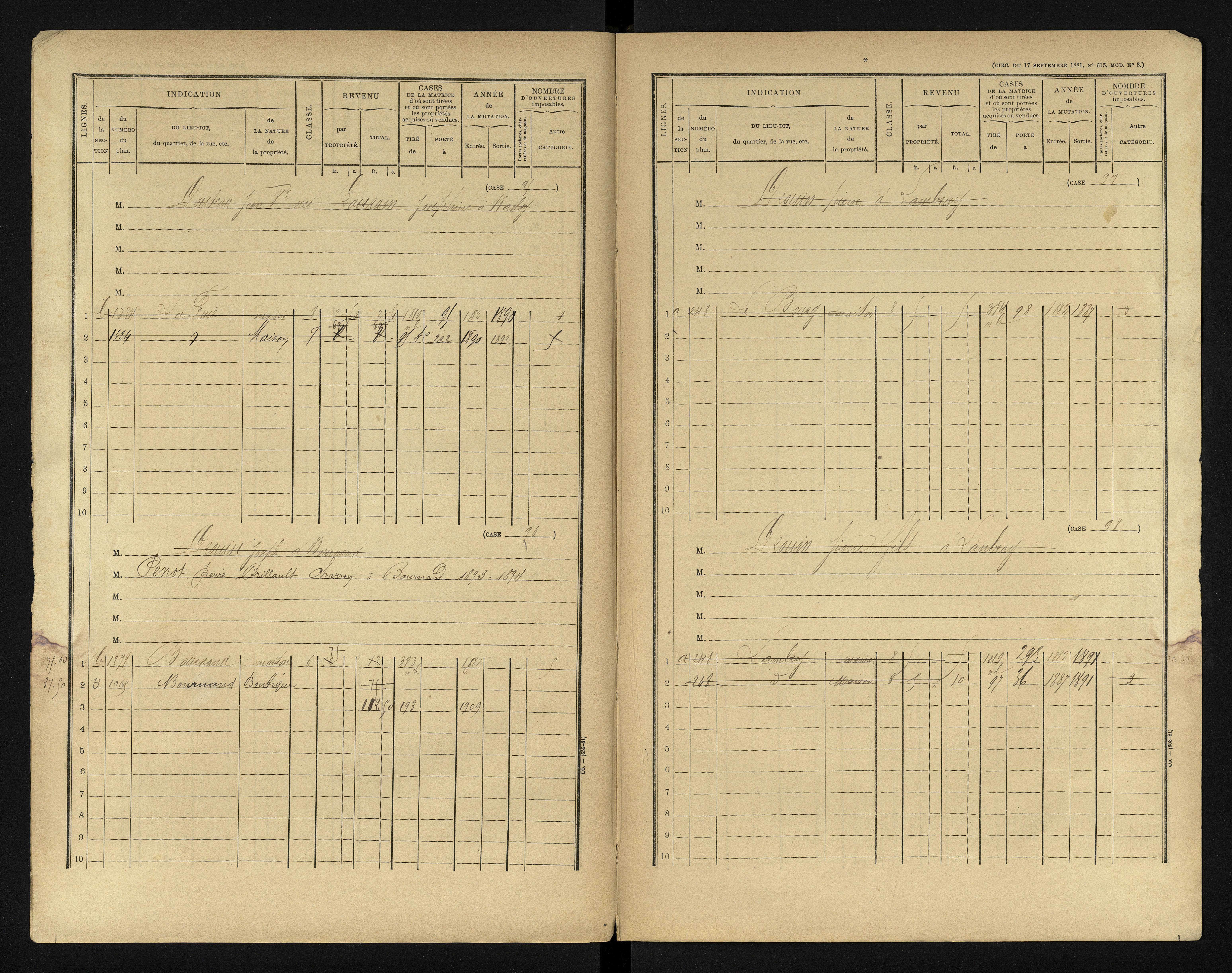 Bournand - FRAD086_cadastre Cases 1-344 