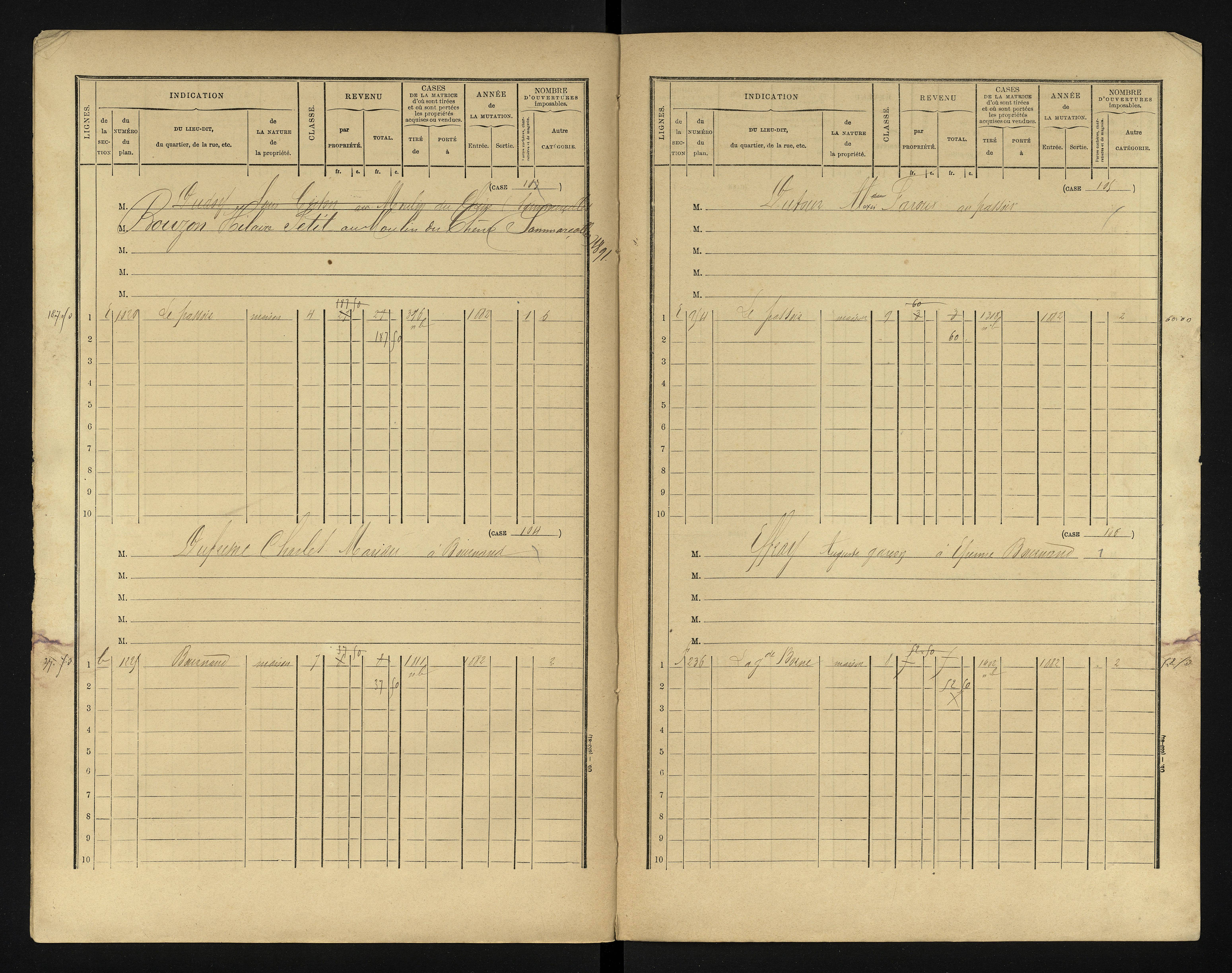 Bournand - FRAD086_cadastre Cases 1-344 