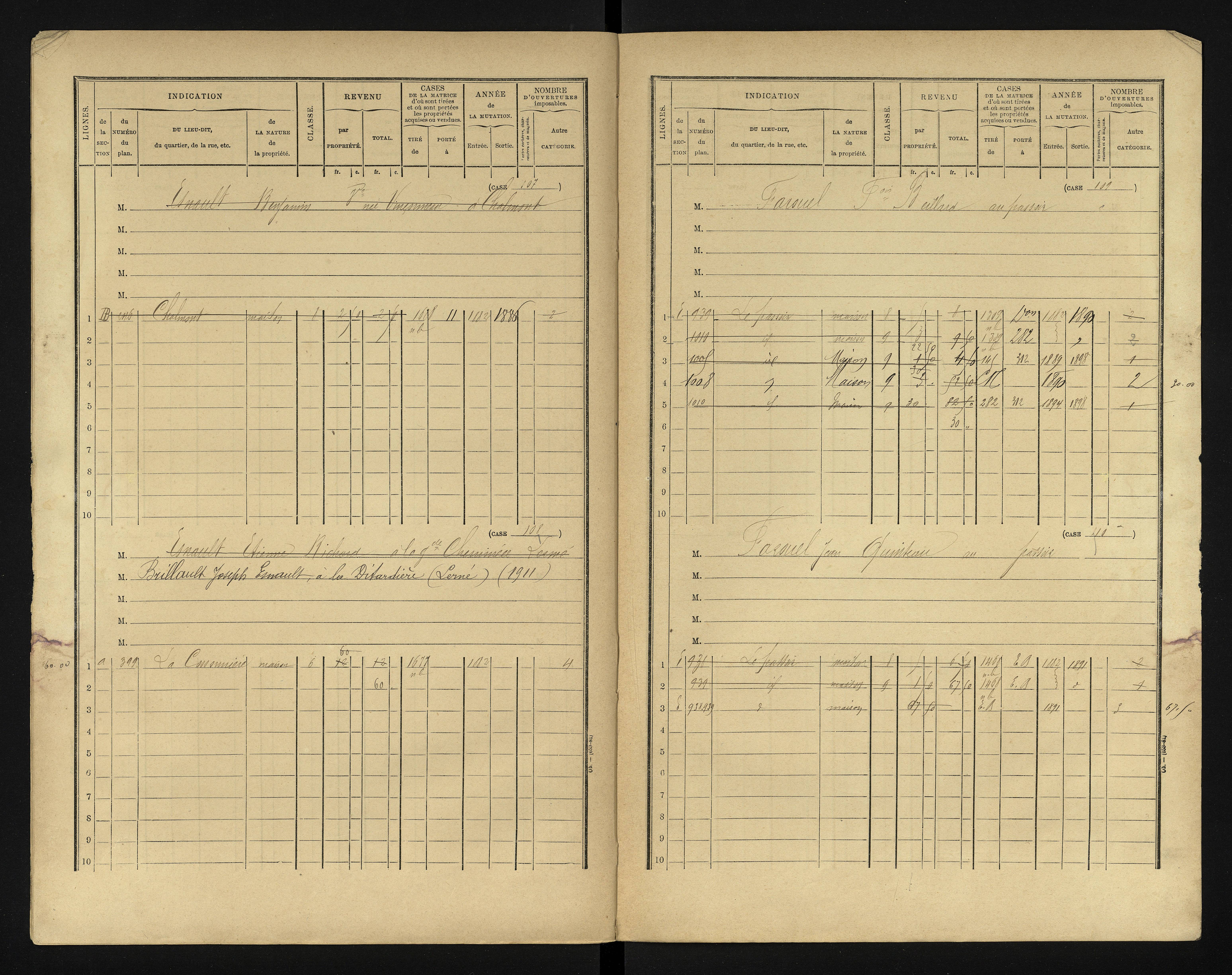 Bournand - FRAD086_cadastre Cases 1-344 