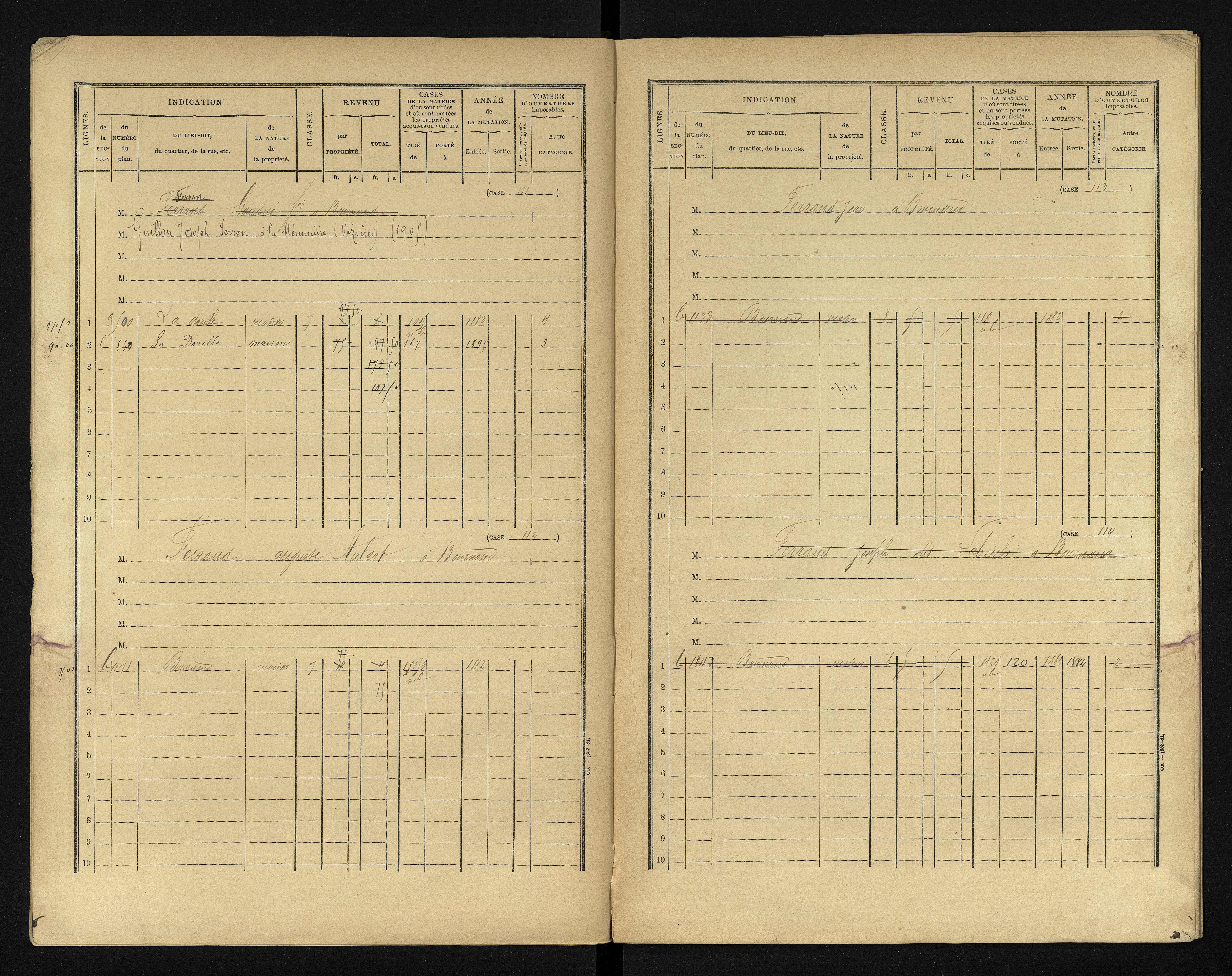 Bournand - FRAD086_cadastre Cases 1-344 