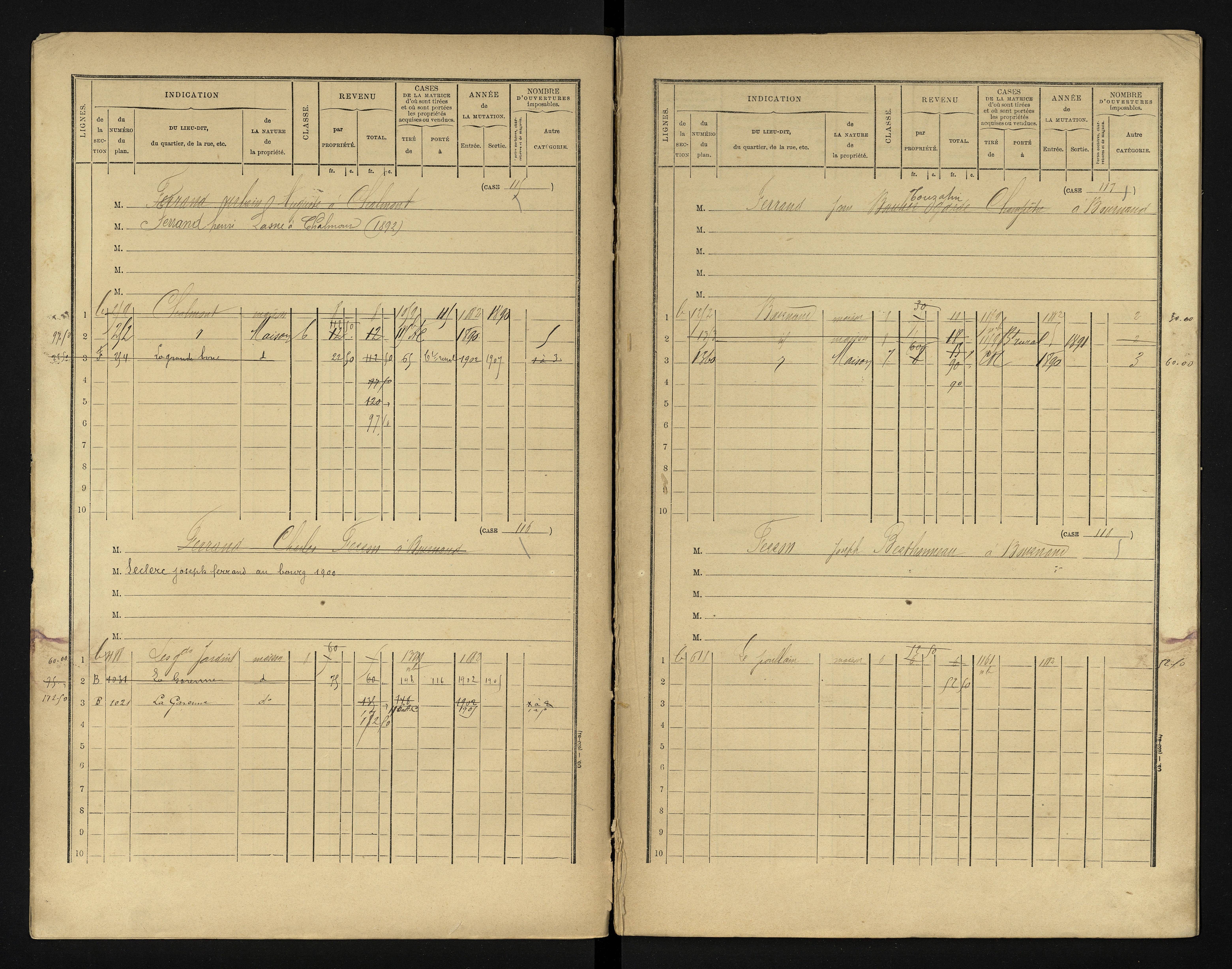 Bournand - FRAD086_cadastre Cases 1-344 