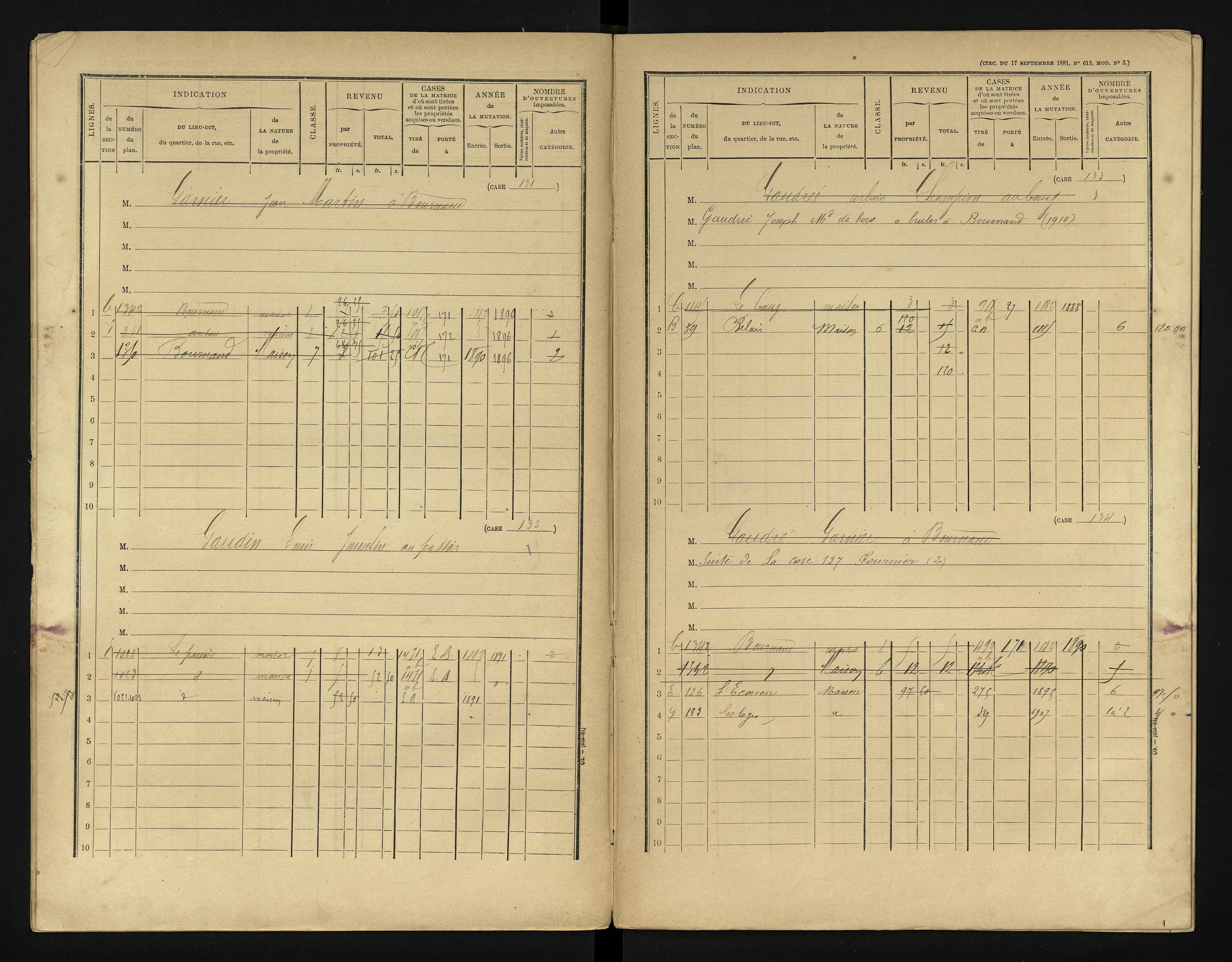 Bournand - FRAD086_cadastre Cases 1-344 