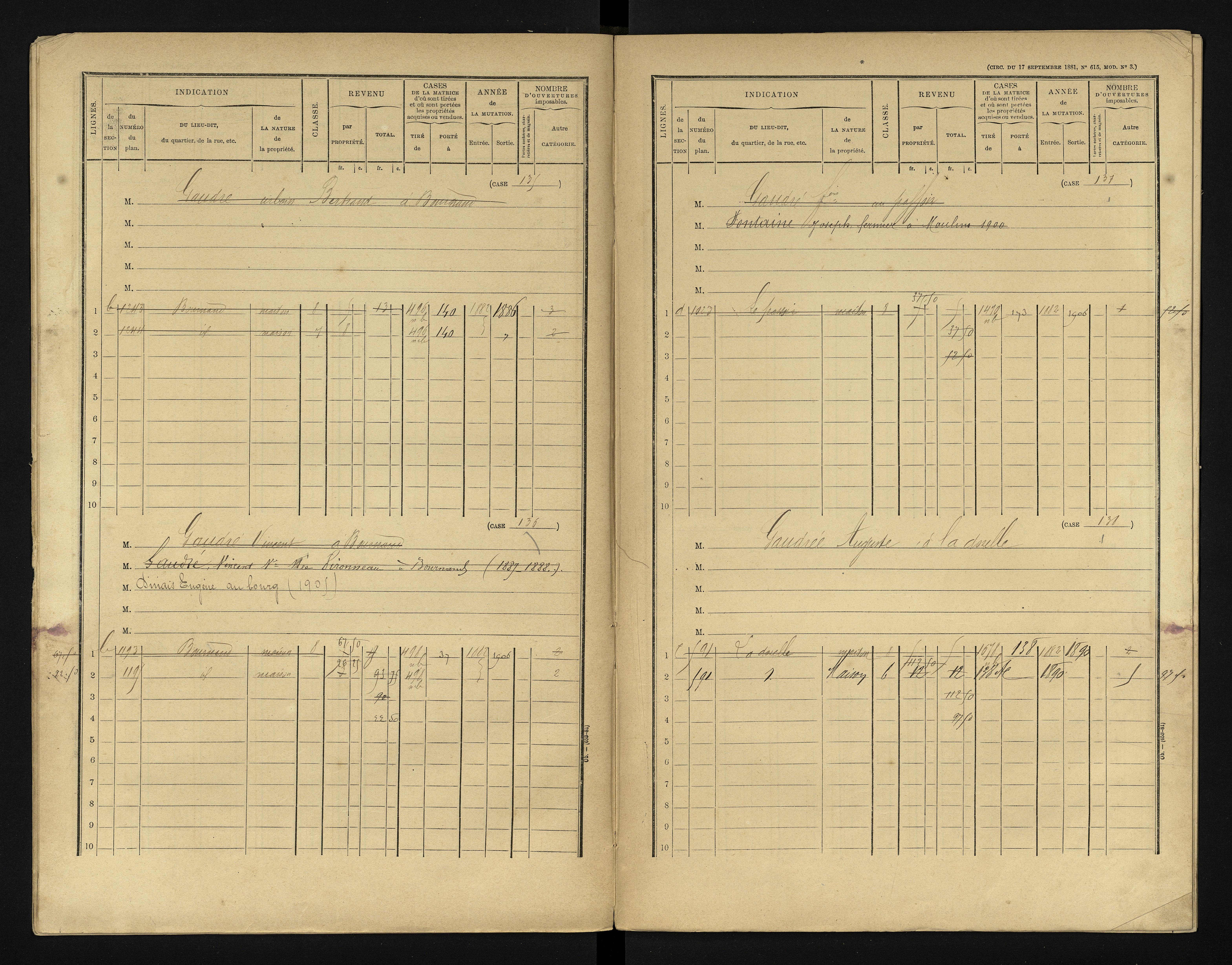 Bournand - FRAD086_cadastre Cases 1-344 