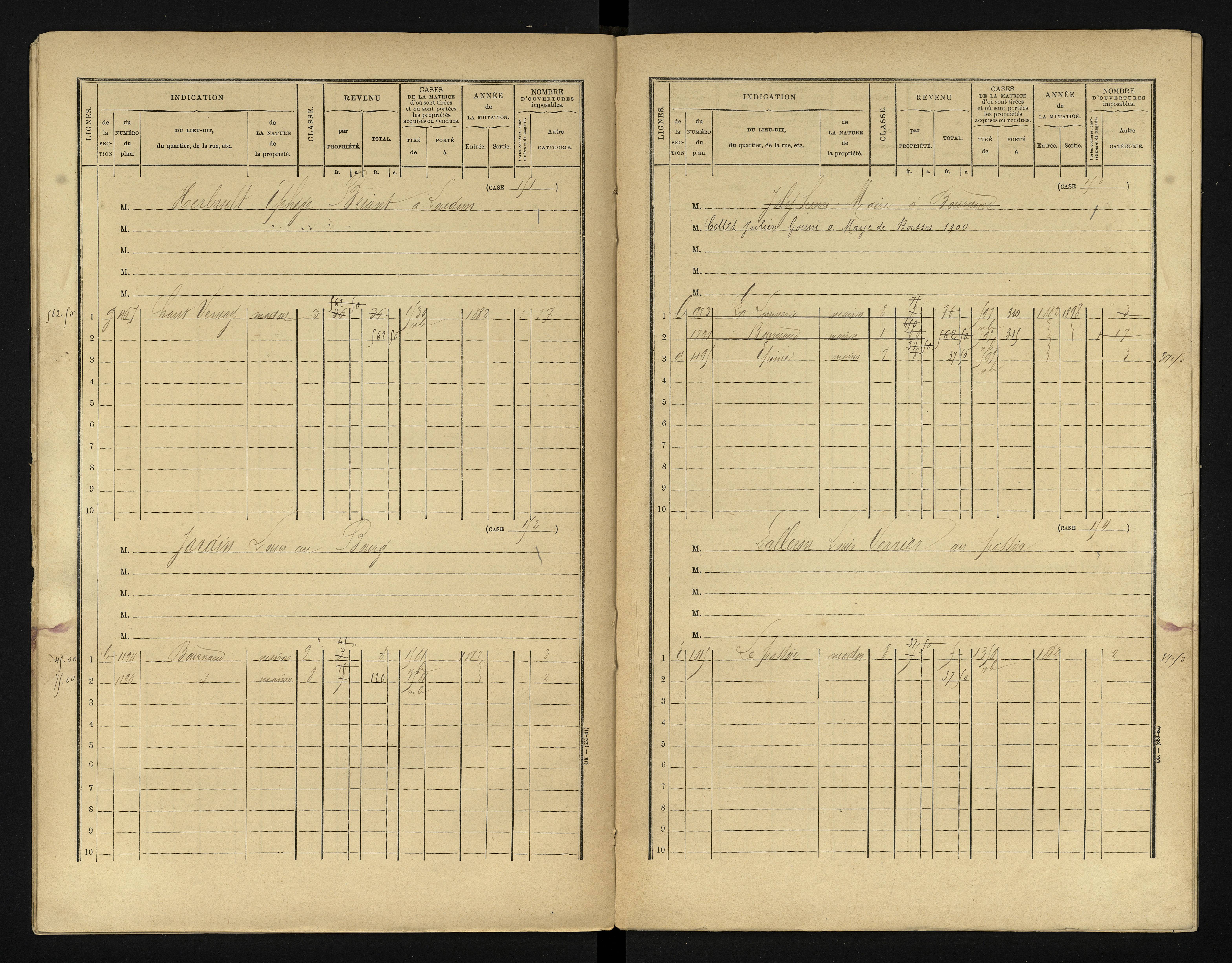 Bournand - FRAD086_cadastre Cases 1-344 