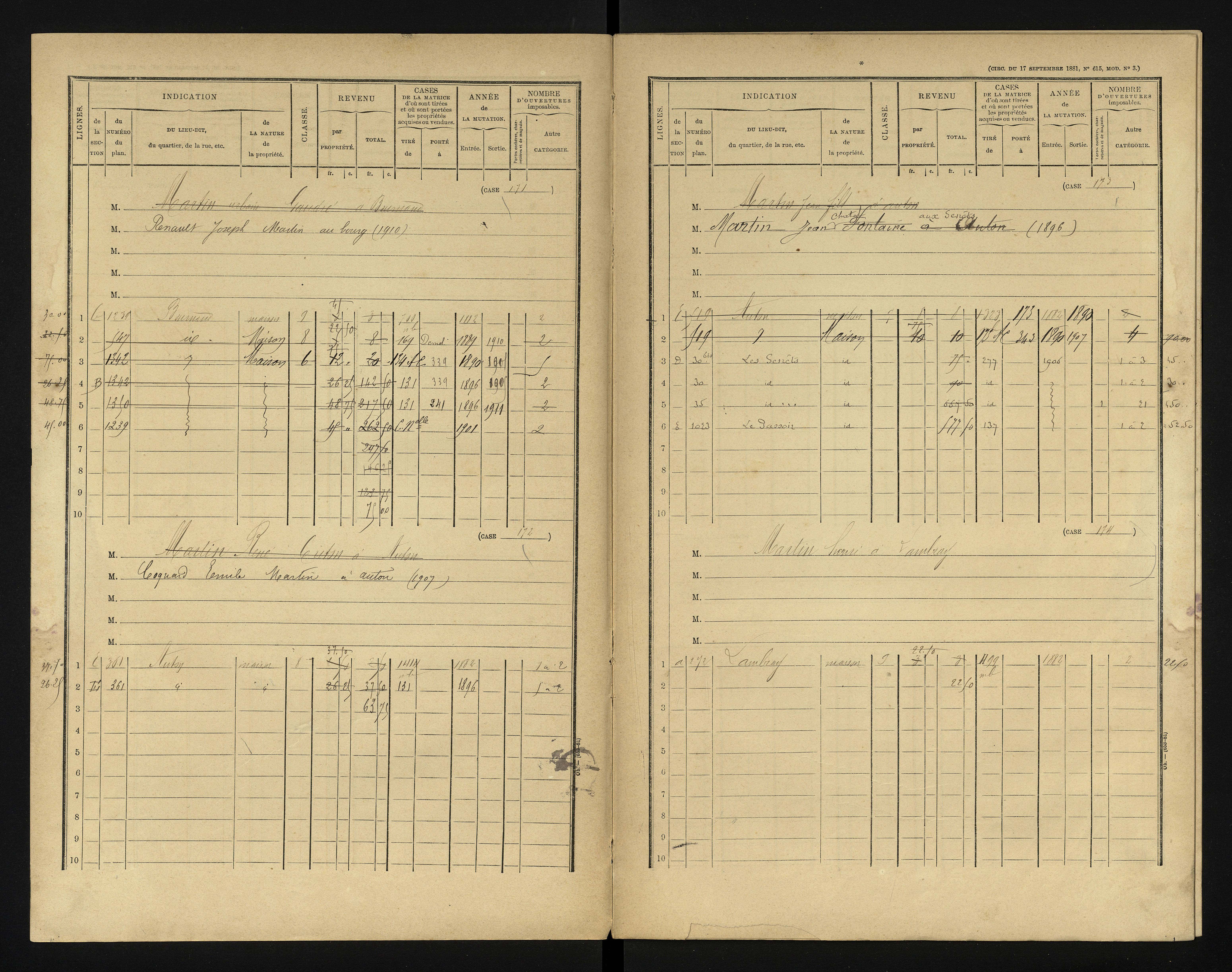 Bournand - FRAD086_cadastre Cases 1-344 