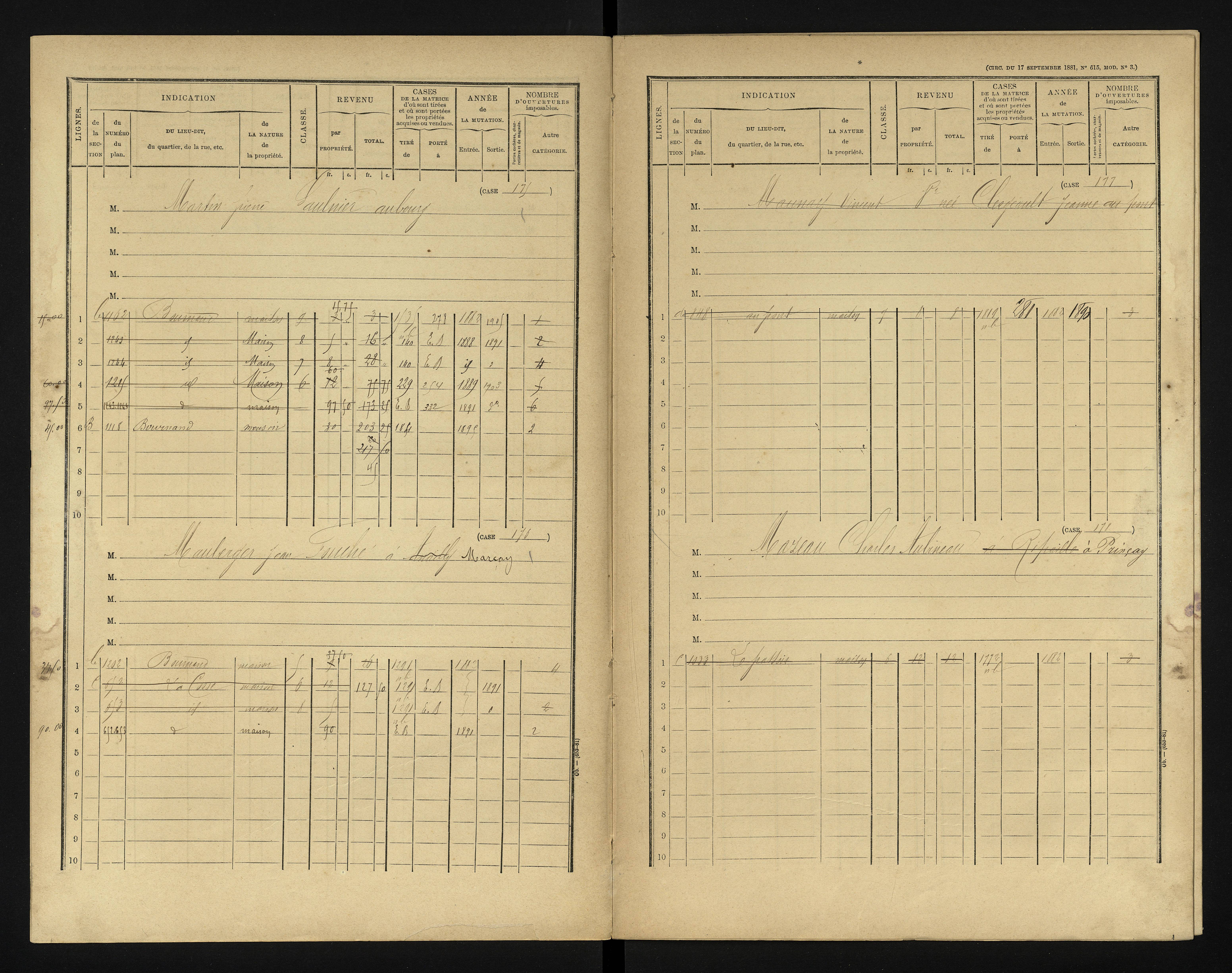 Bournand - FRAD086_cadastre Cases 1-344 