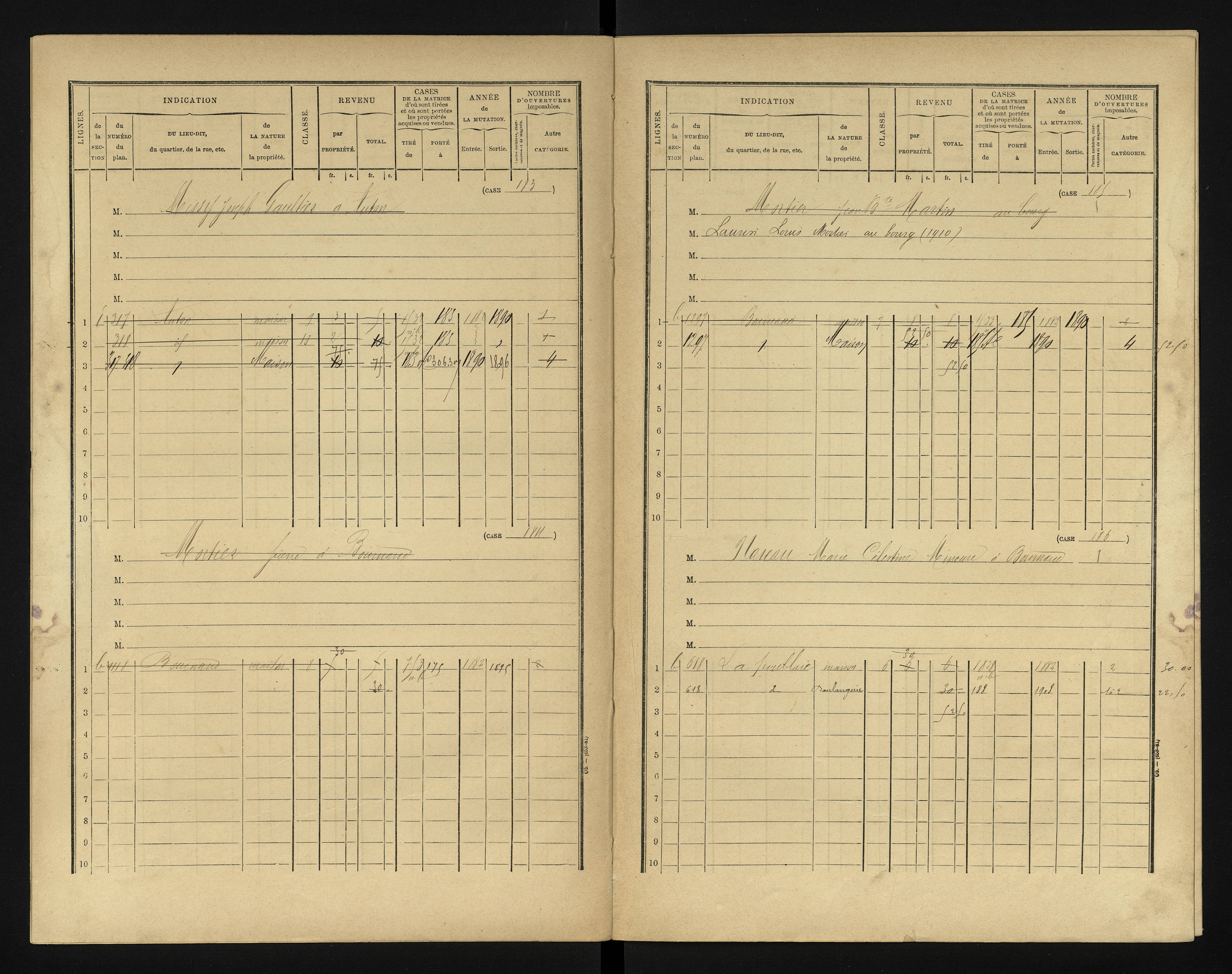 Bournand - FRAD086_cadastre Cases 1-344 