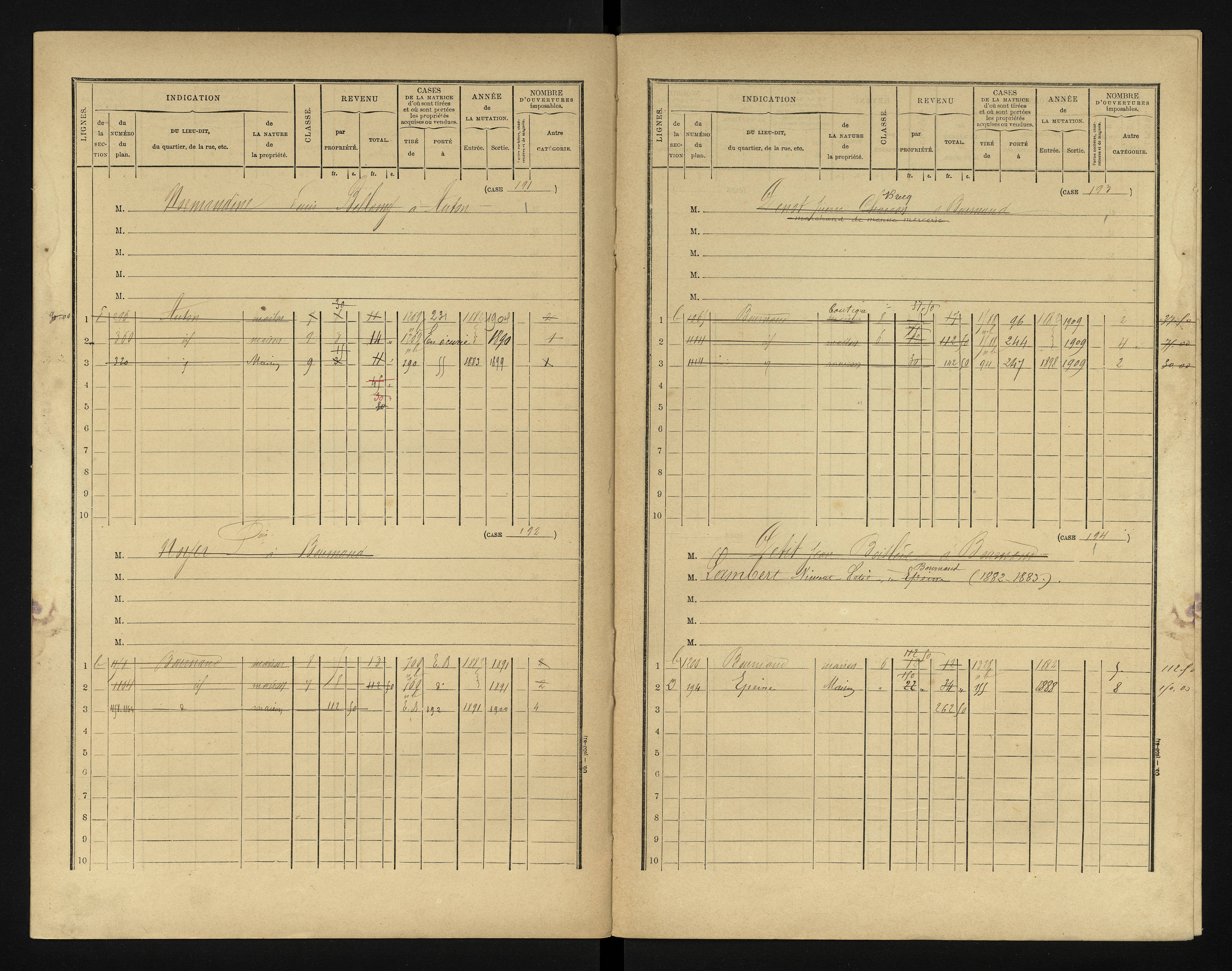 Bournand - FRAD086_cadastre Cases 1-344 