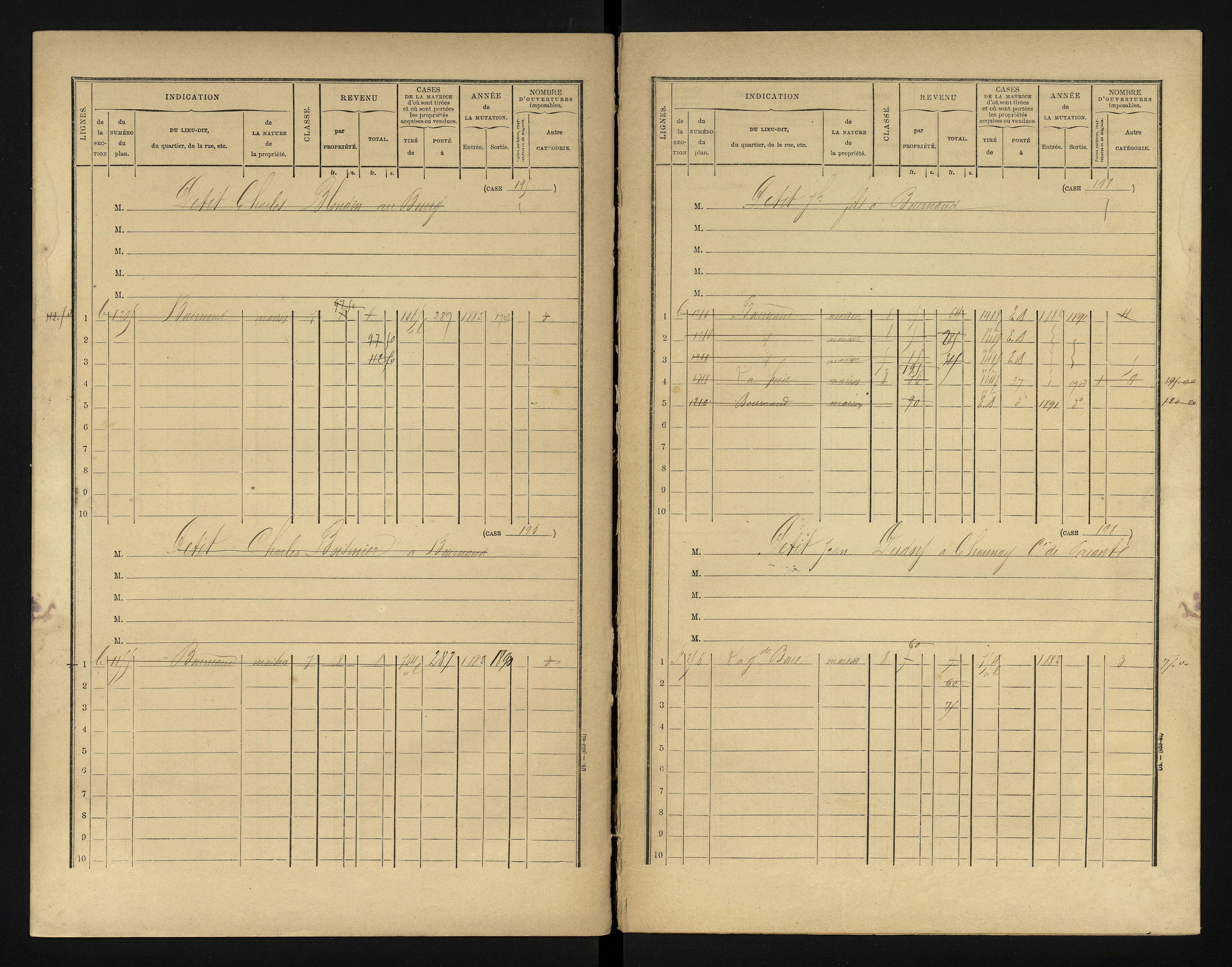Bournand - FRAD086_cadastre Cases 1-344 