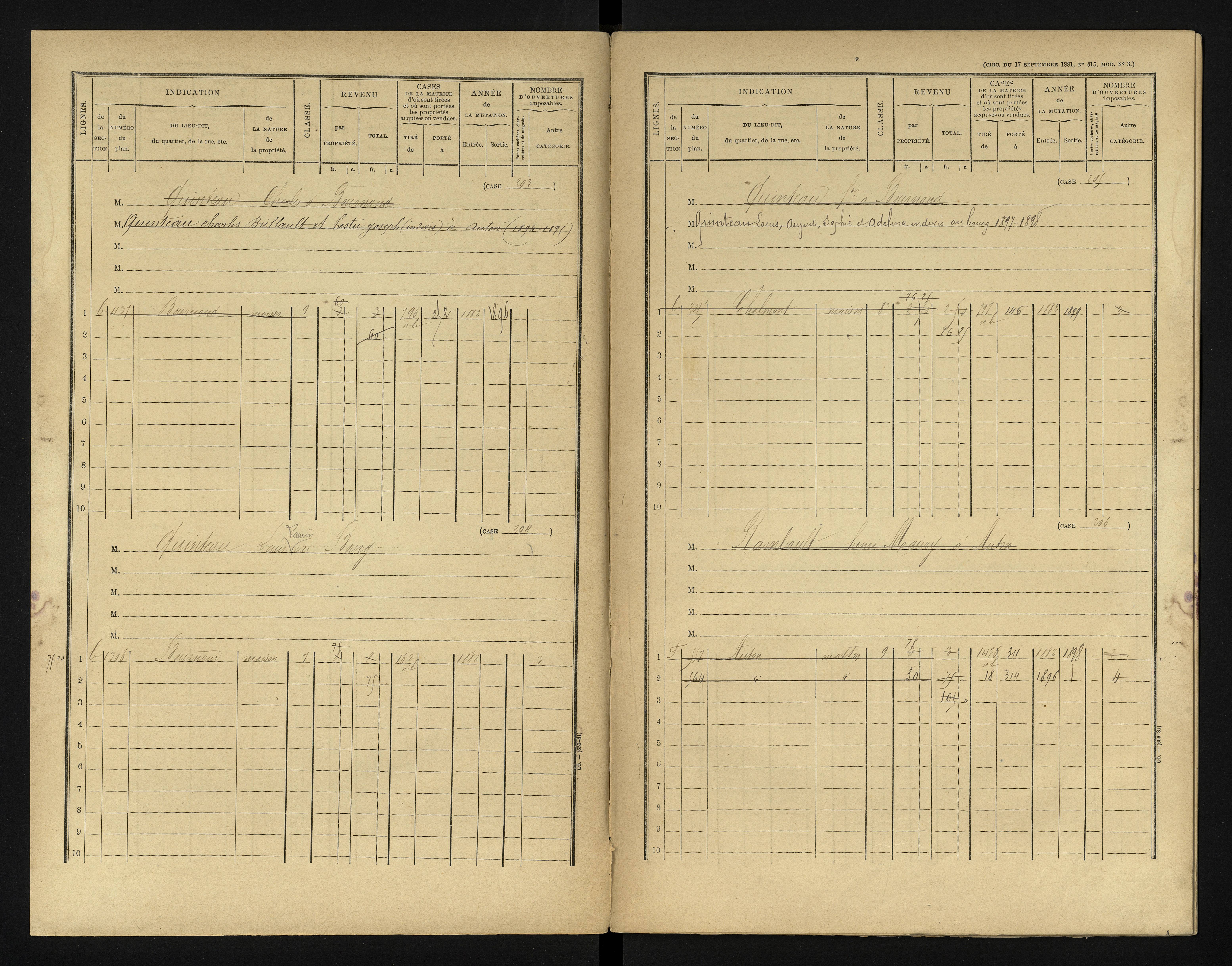 Bournand - FRAD086_cadastre Cases 1-344 