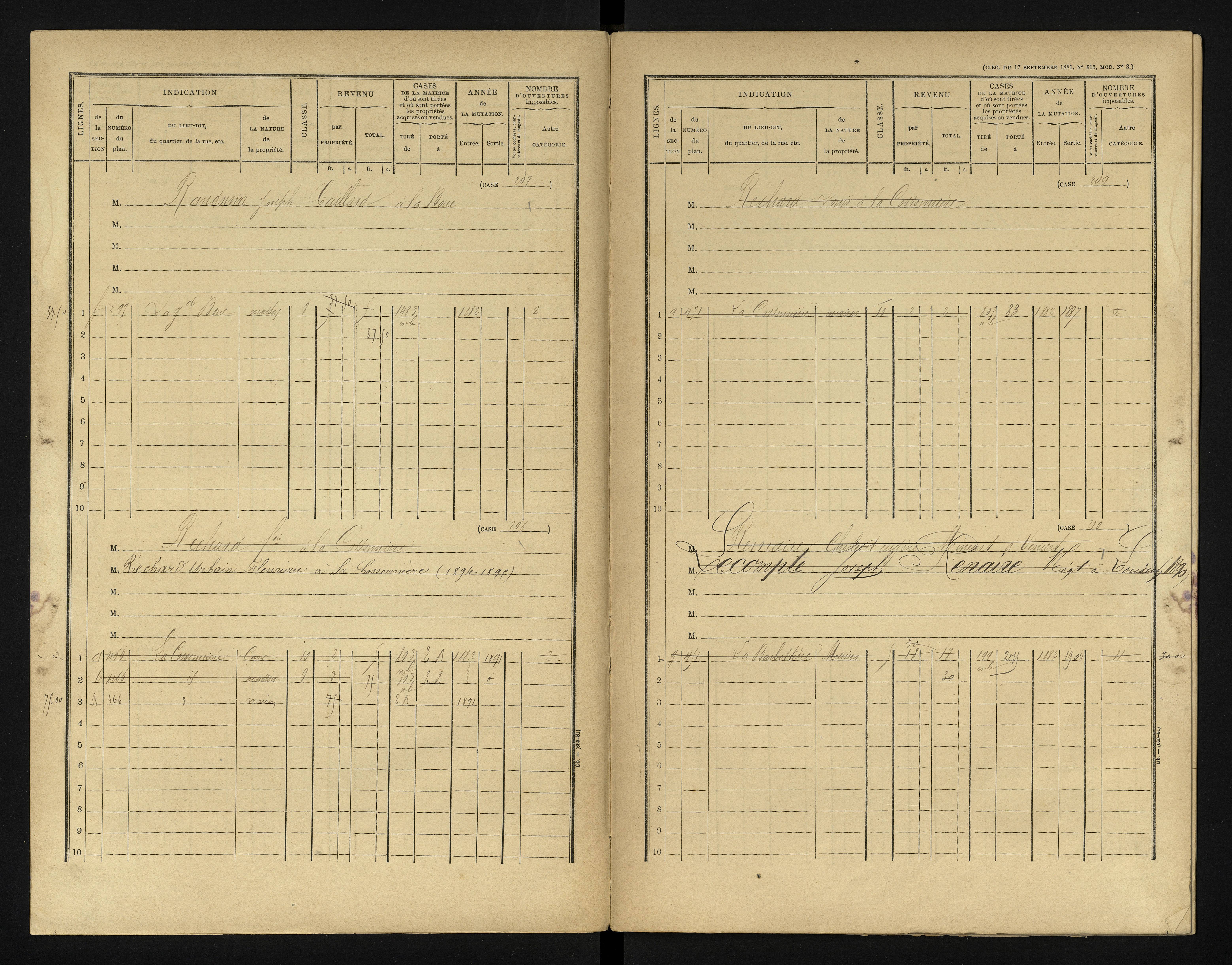 Bournand - FRAD086_cadastre Cases 1-344 