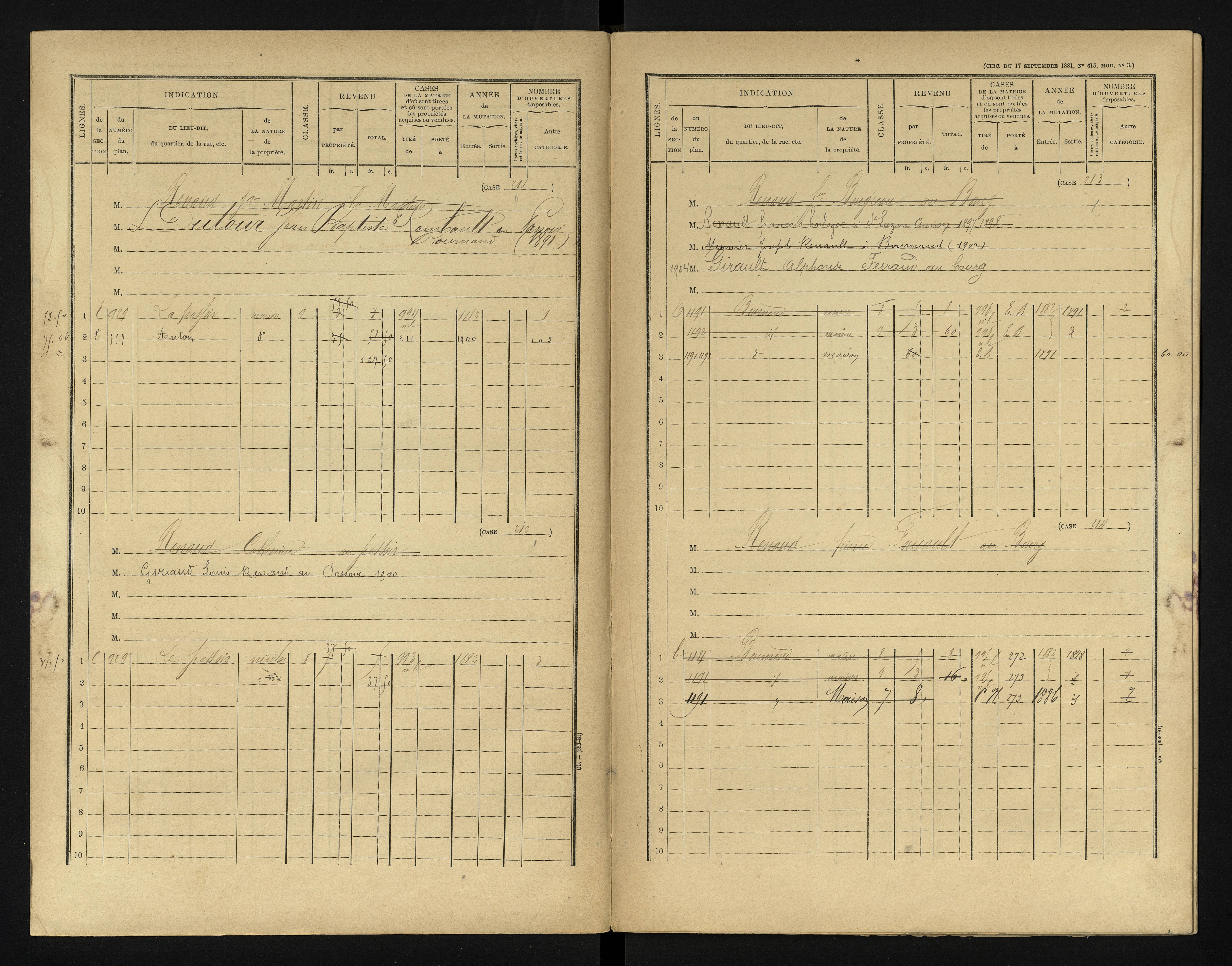 Bournand - FRAD086_cadastre Cases 1-344 