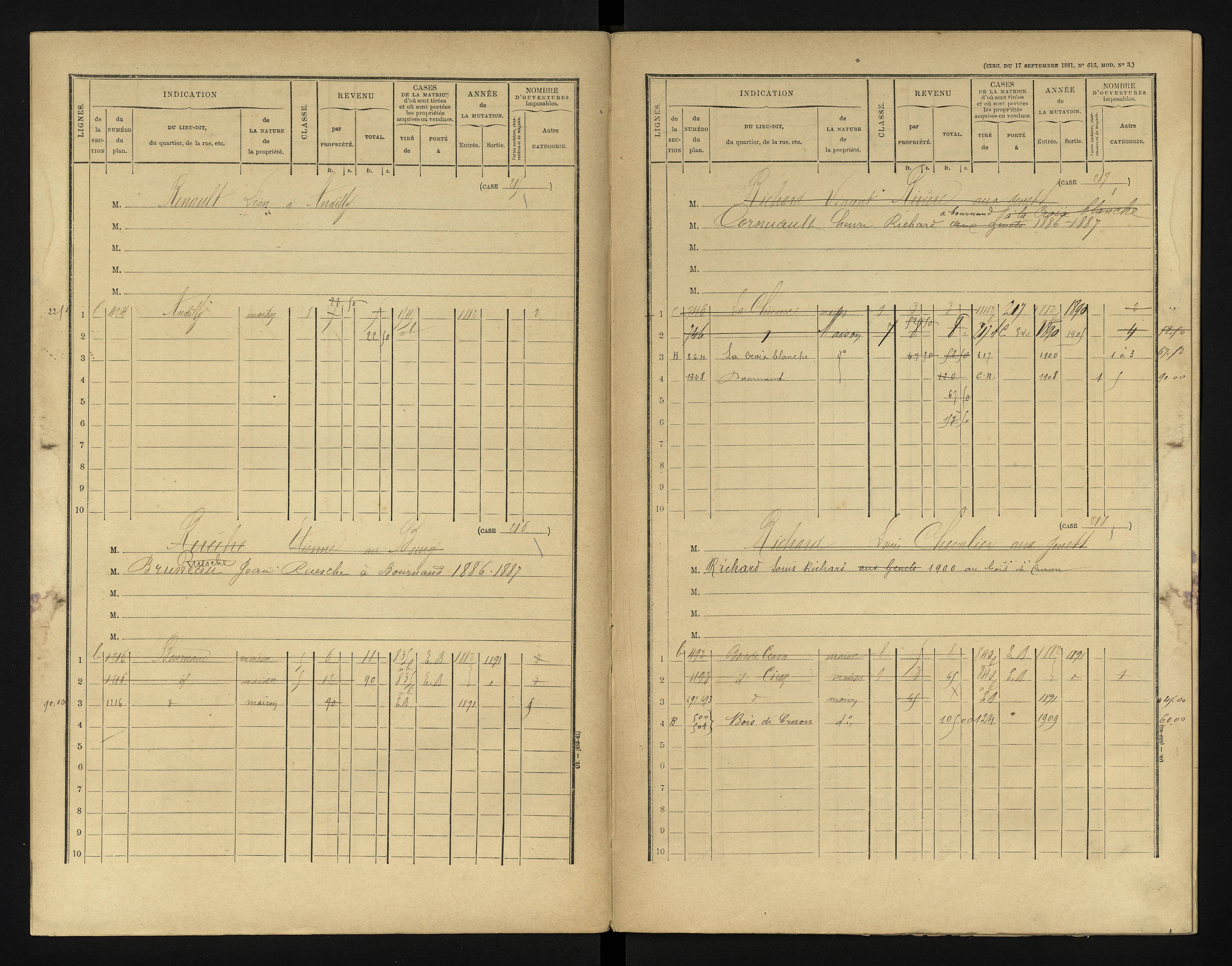 Bournand - FRAD086_cadastre Cases 1-344 