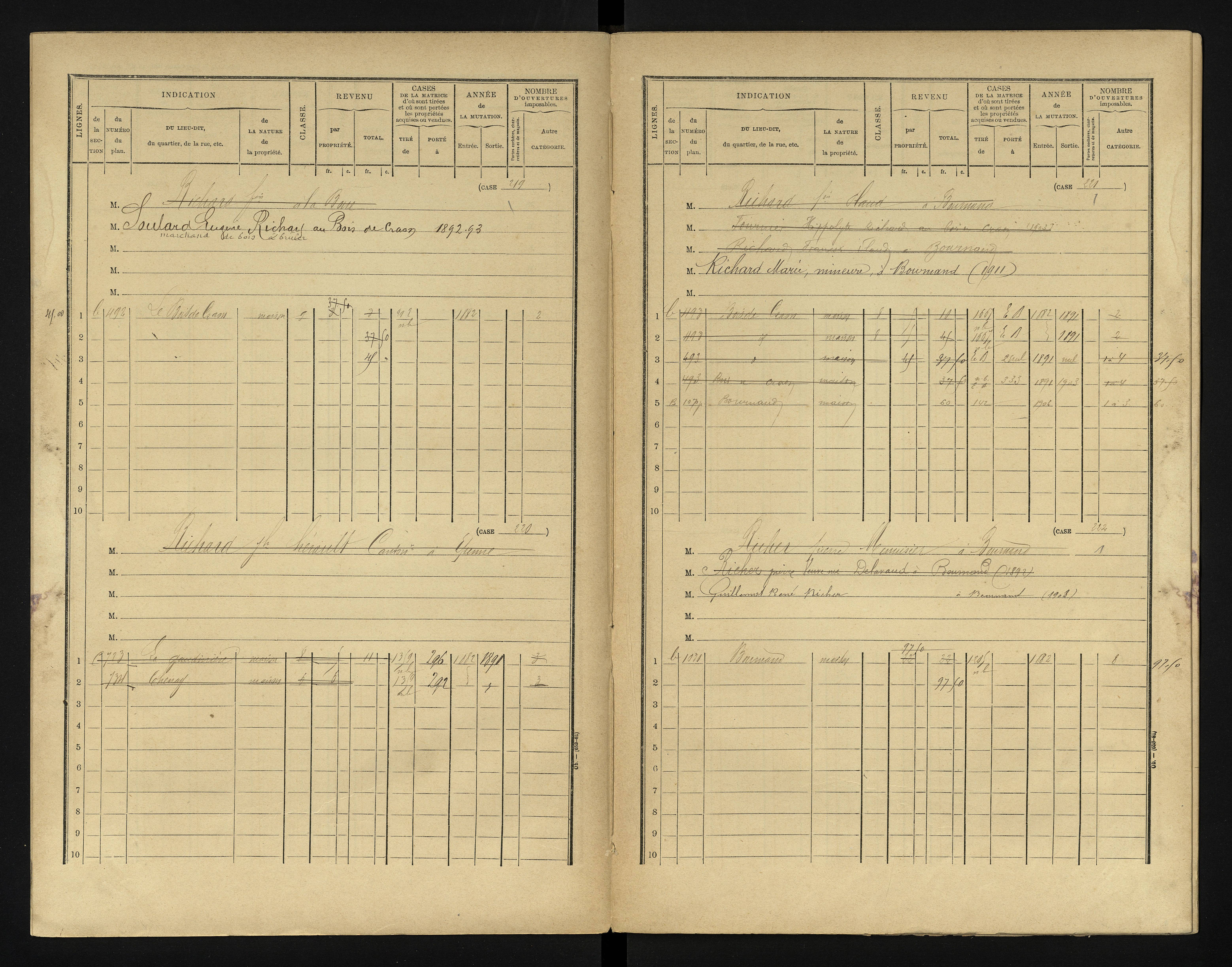 Bournand - FRAD086_cadastre Cases 1-344 