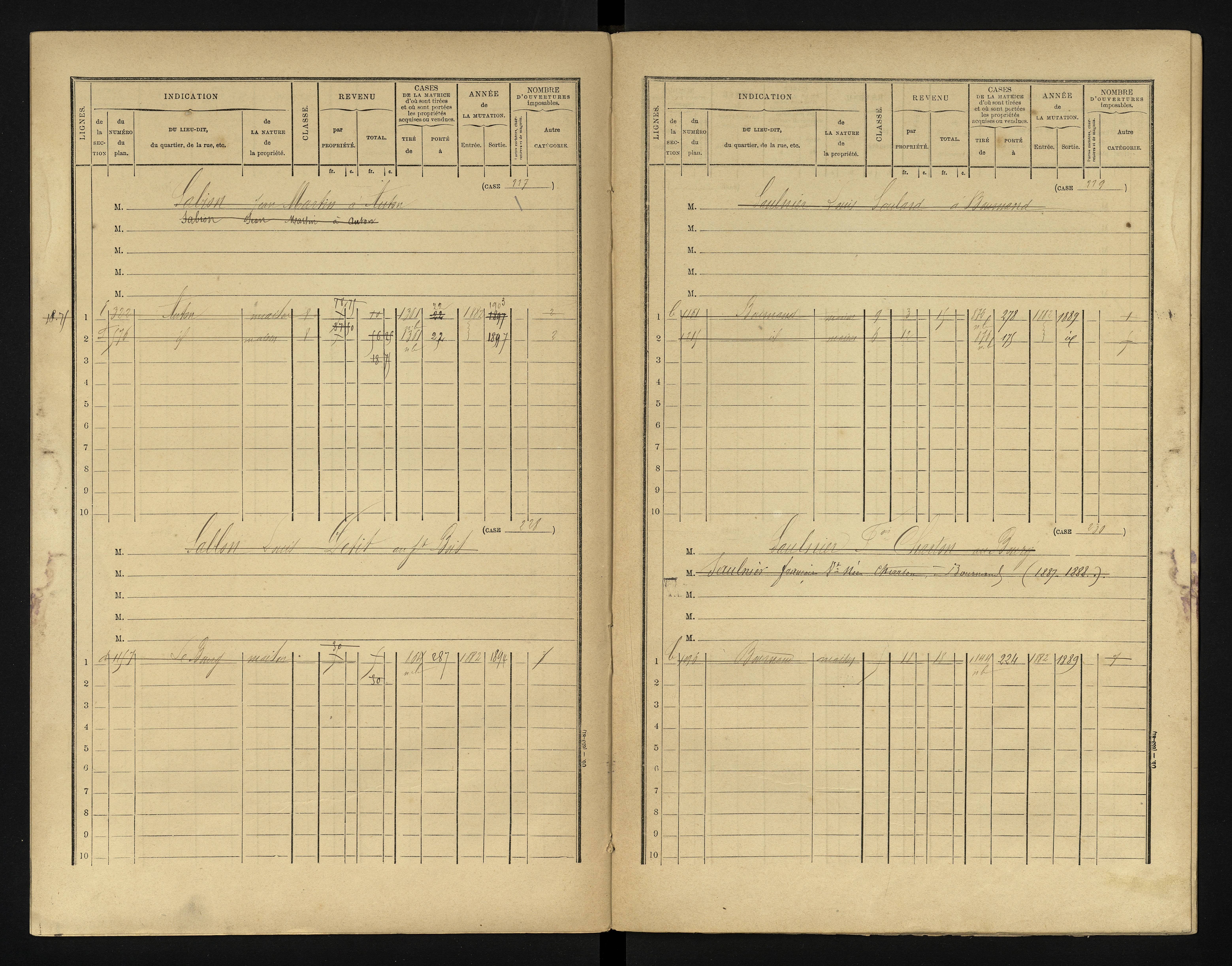 Bournand - FRAD086_cadastre Cases 1-344 
