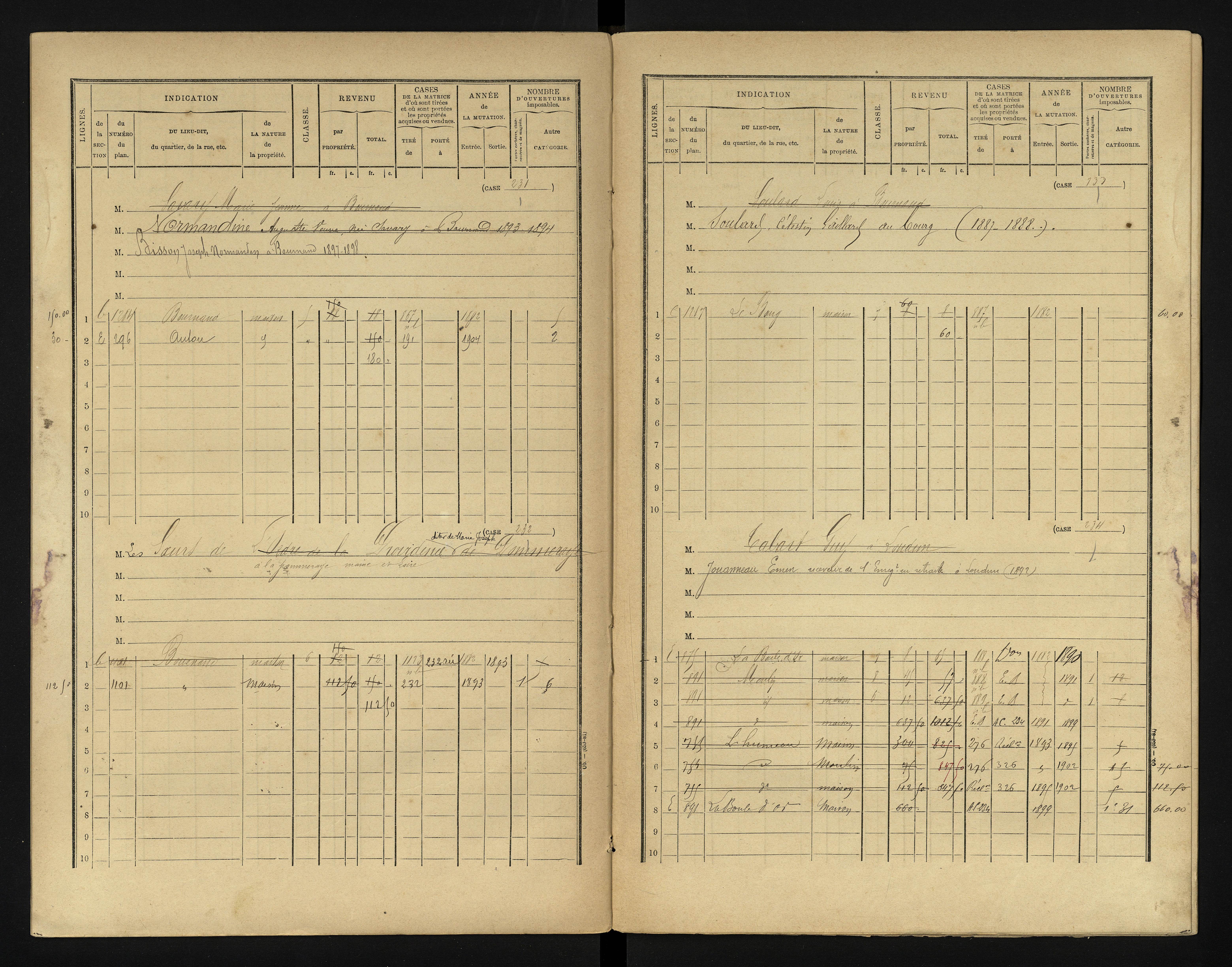 Bournand - FRAD086_cadastre Cases 1-344 