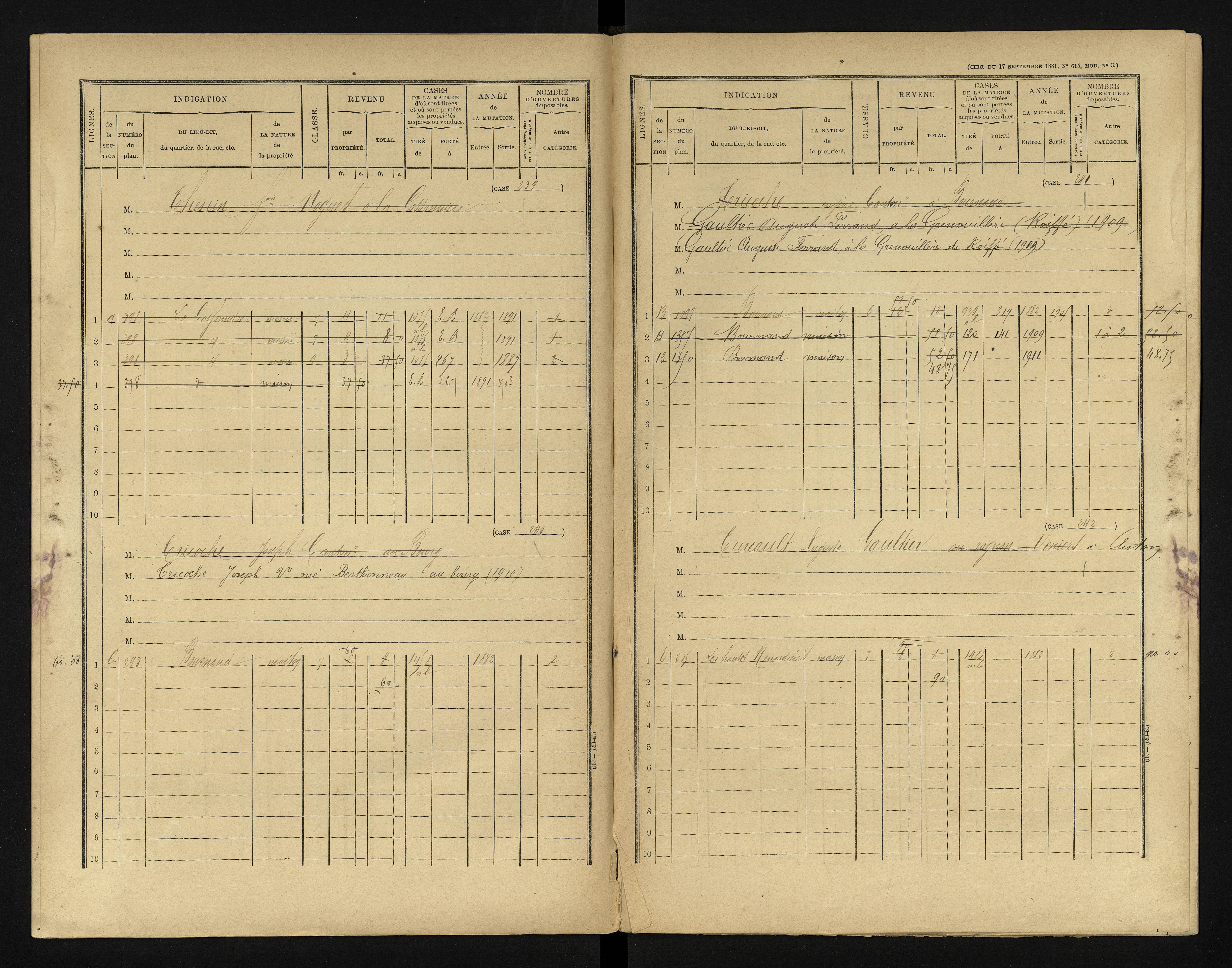 Bournand - FRAD086_cadastre Cases 1-344 
