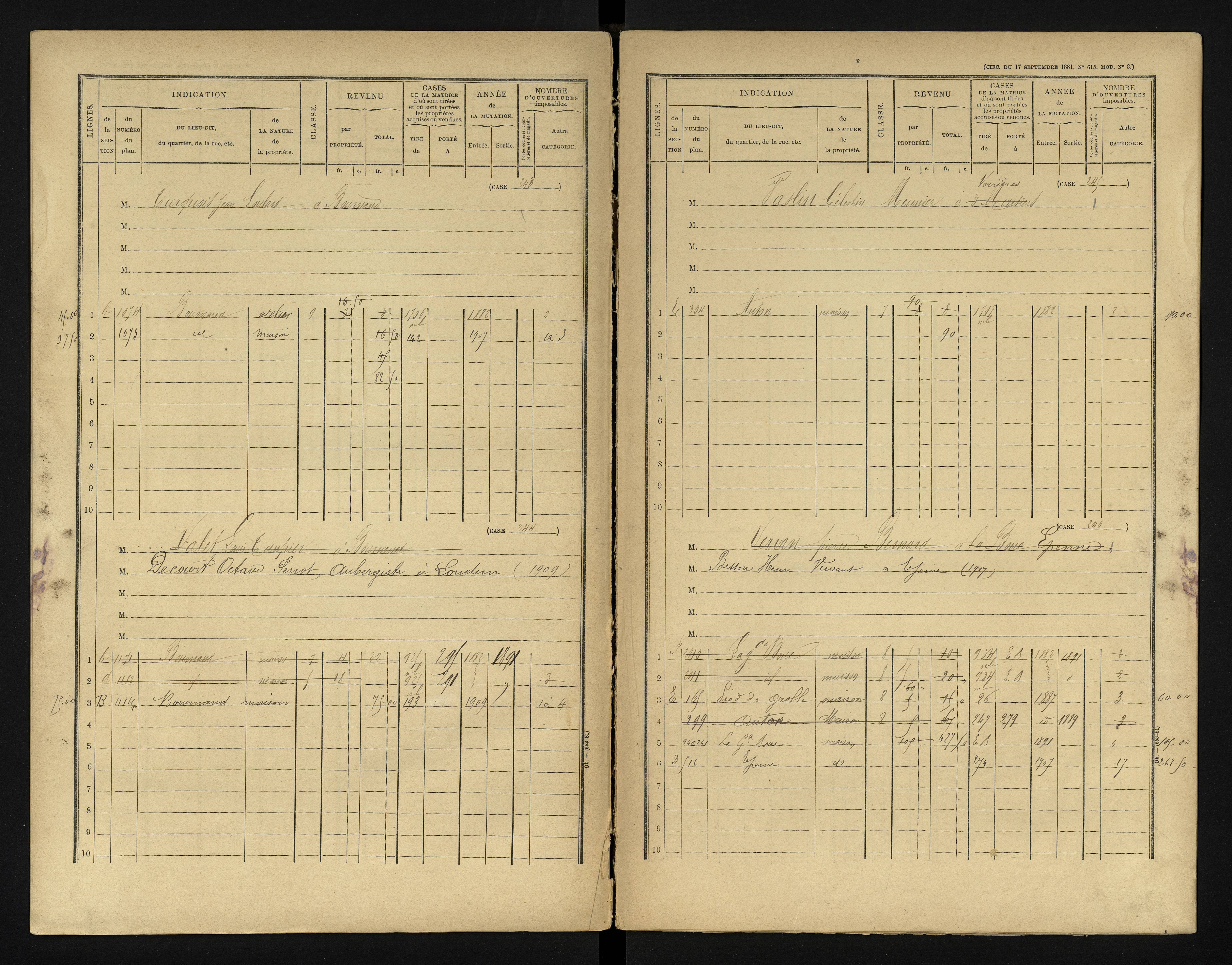 Bournand - FRAD086_cadastre Cases 1-344 