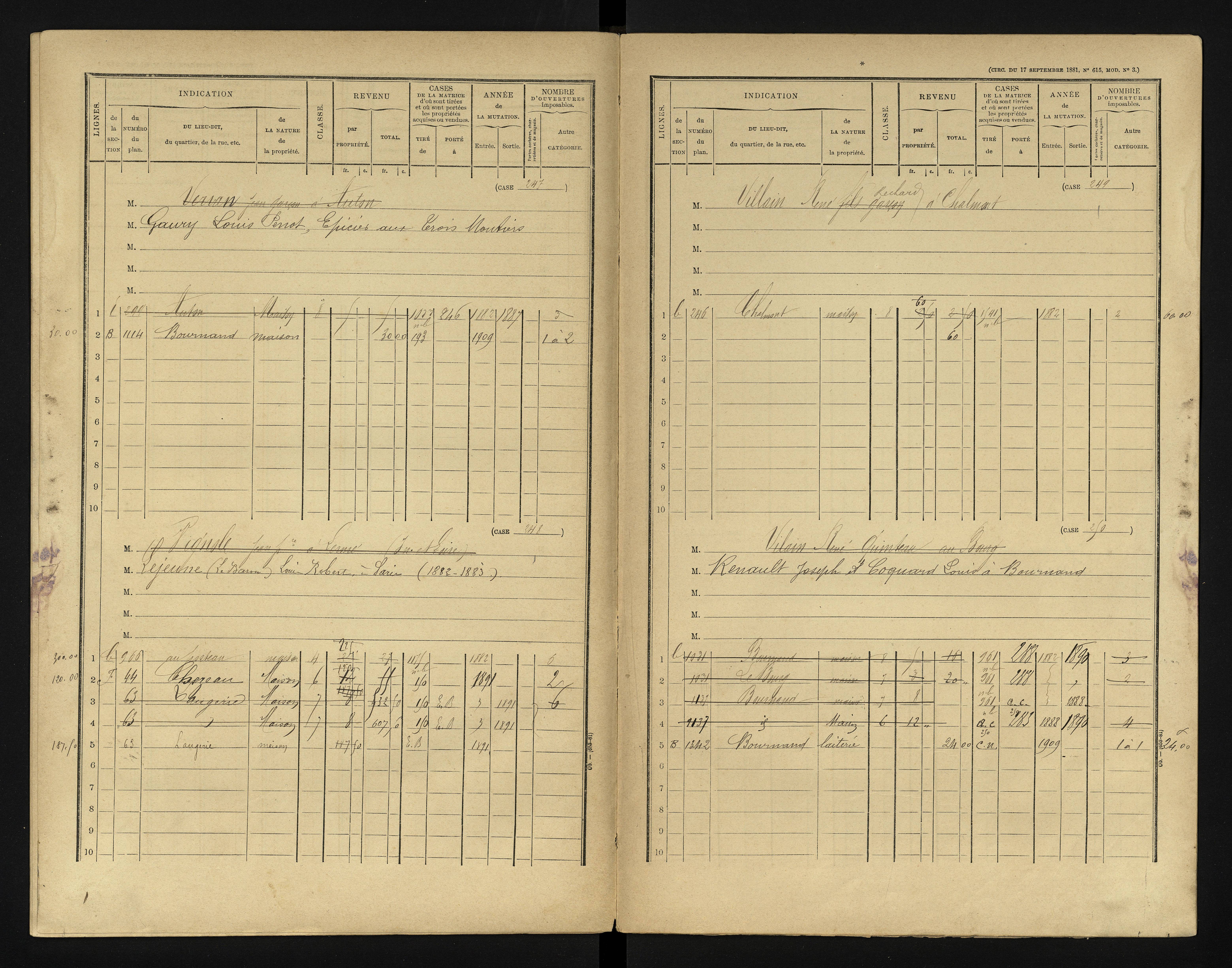 Bournand - FRAD086_cadastre Cases 1-344 