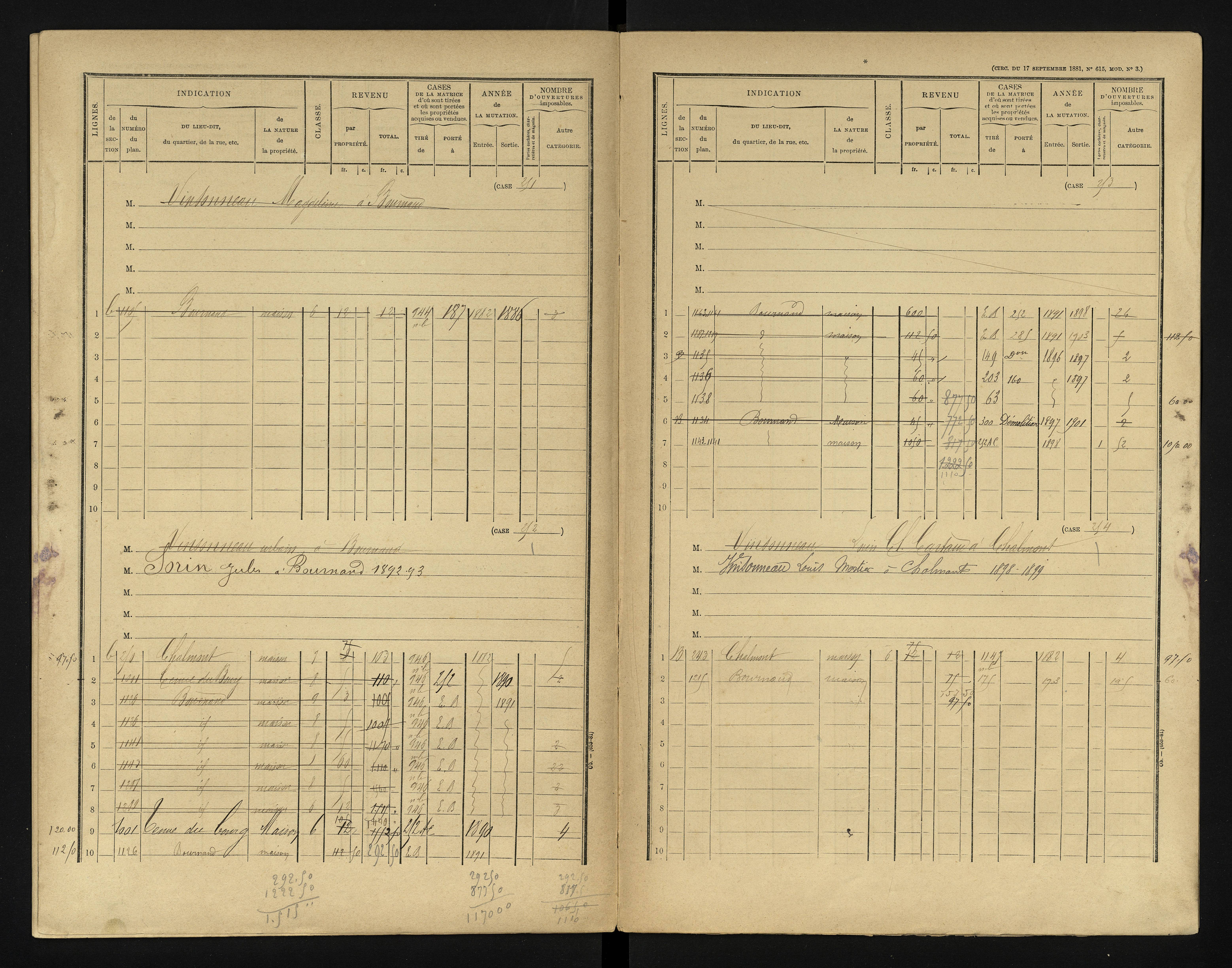 Bournand - FRAD086_cadastre Cases 1-344 