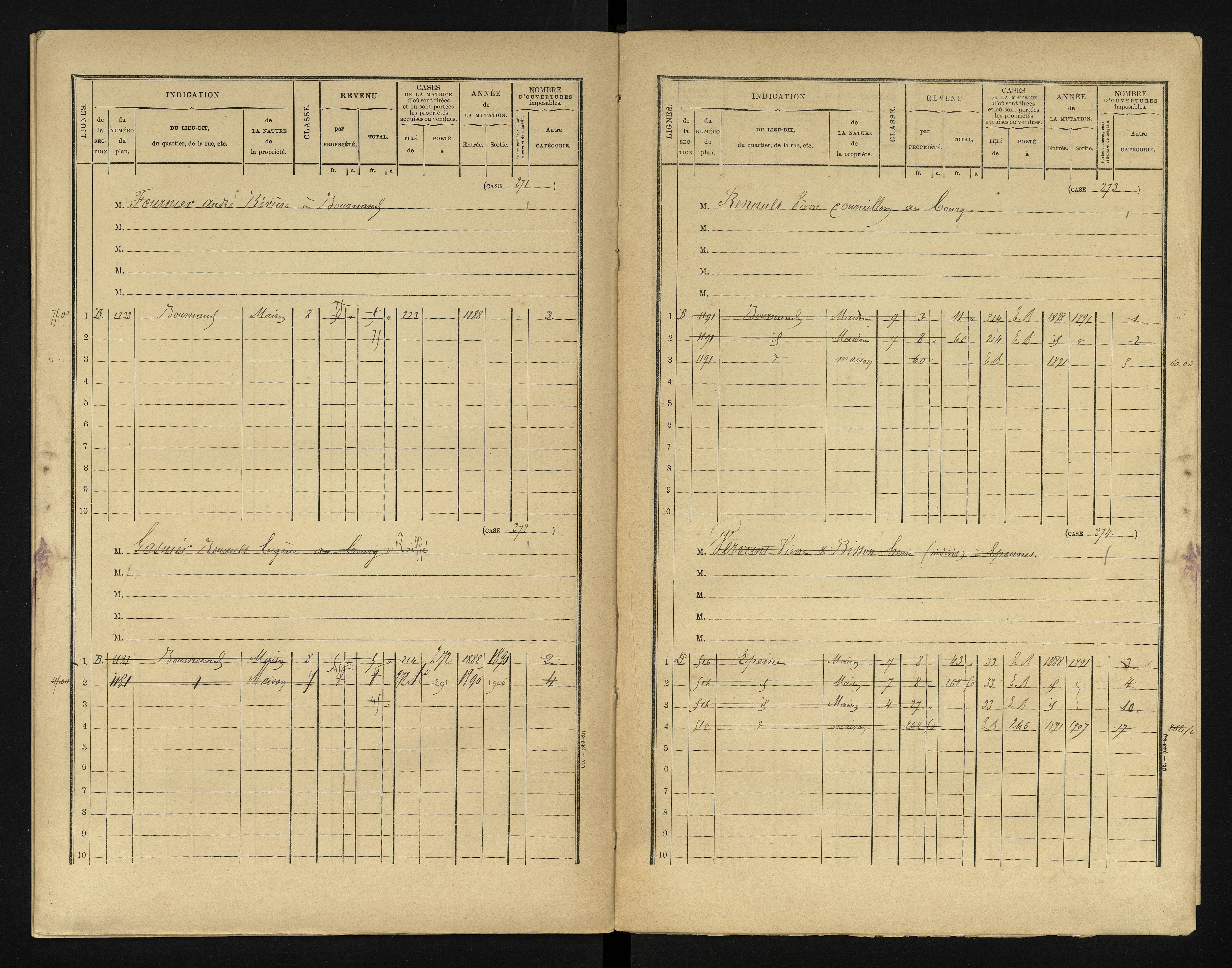 Bournand - FRAD086_cadastre Cases 1-344 