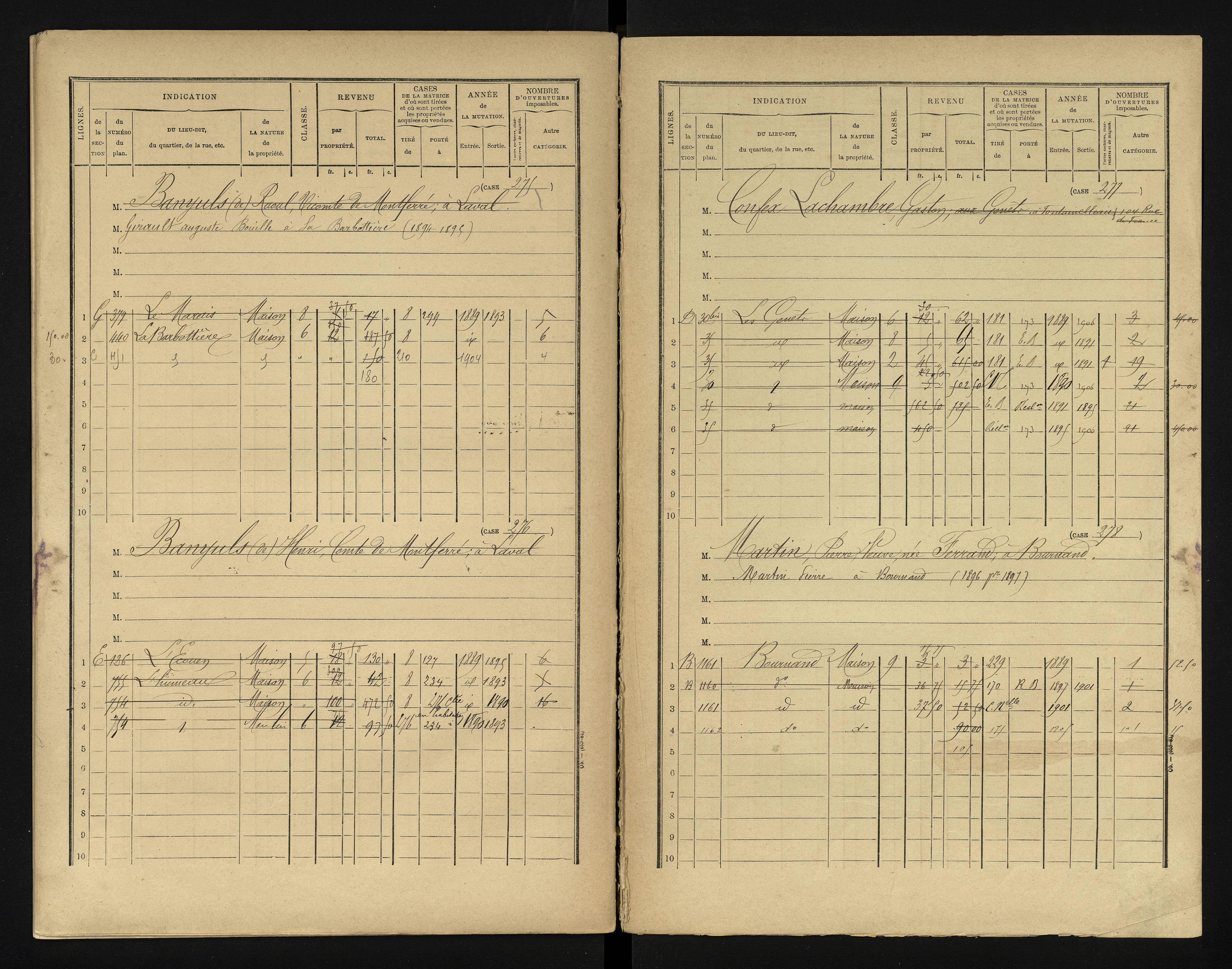Bournand - FRAD086_cadastre Cases 1-344 