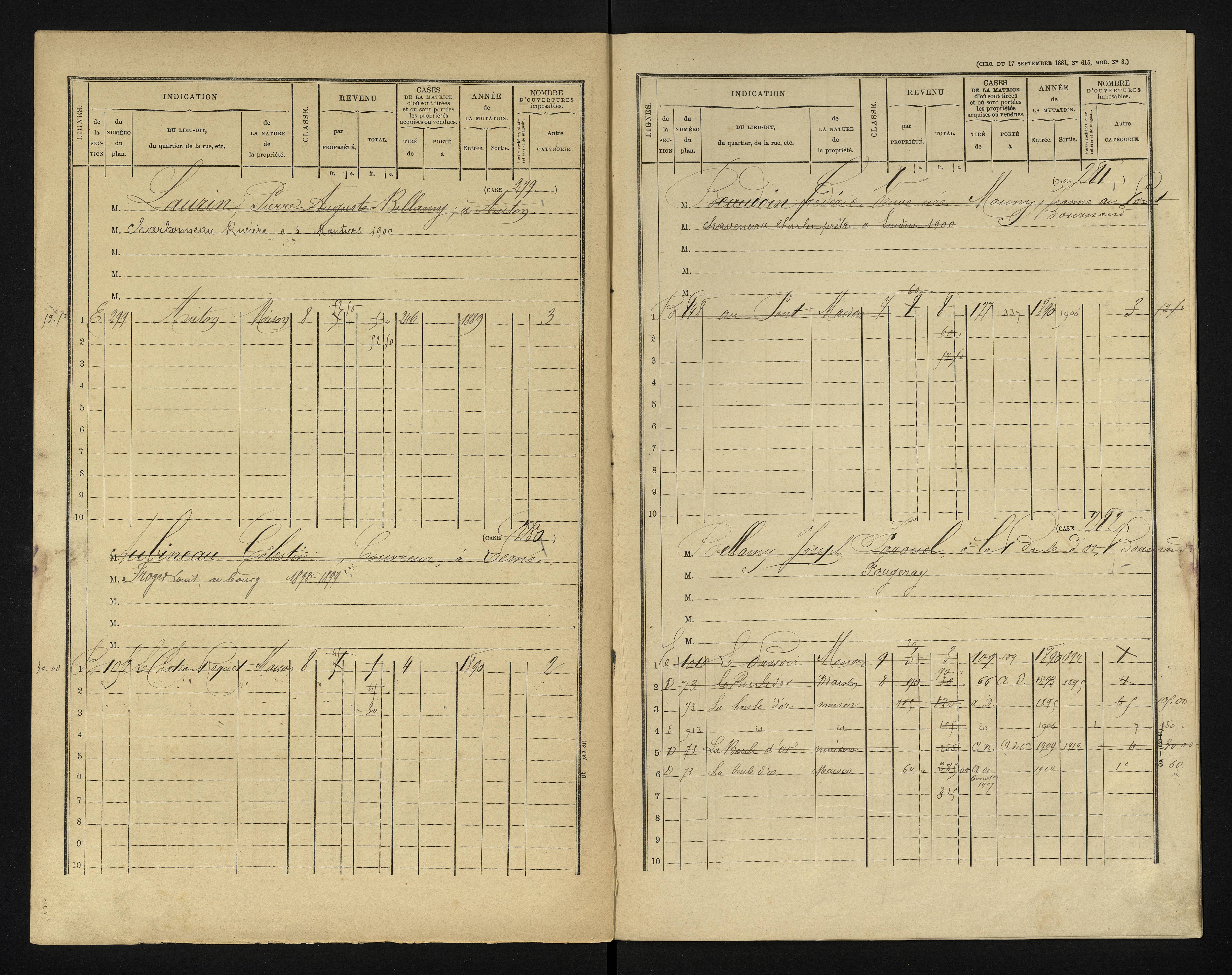 Bournand - FRAD086_cadastre Cases 1-344 