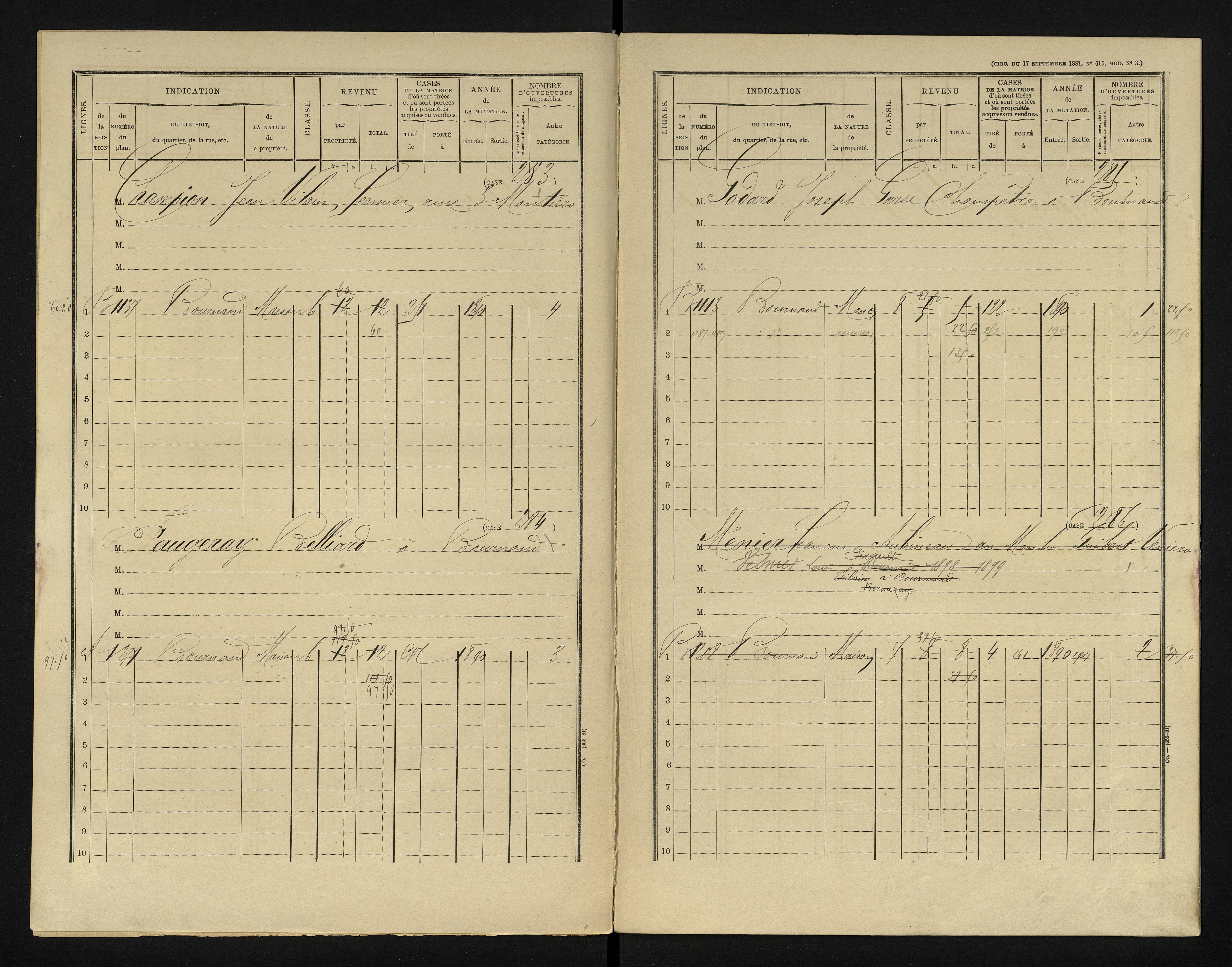 Bournand - FRAD086_cadastre Cases 1-344 